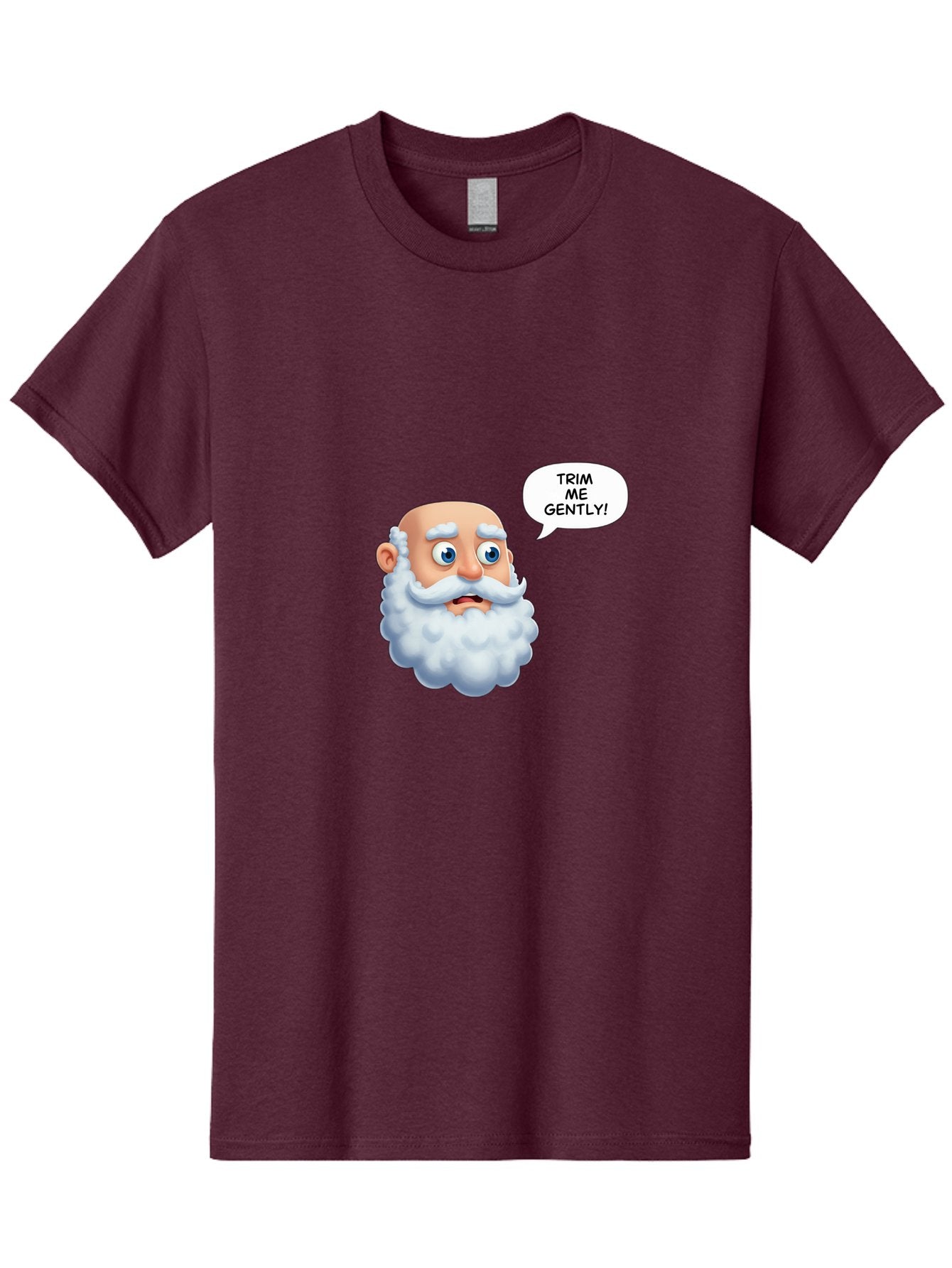 Trim-Me-Gently-4 Men'S Graphic Tee, 100% Cotton, Comfortable Casual Summer Wear, Machine Washable, Funny Cartoon Character, White Beard, Blue Eyes, Humorous Expression, Speech Bubble, Trim Me Gently, Comedic Style, Cartoon Humor, Bad865 12