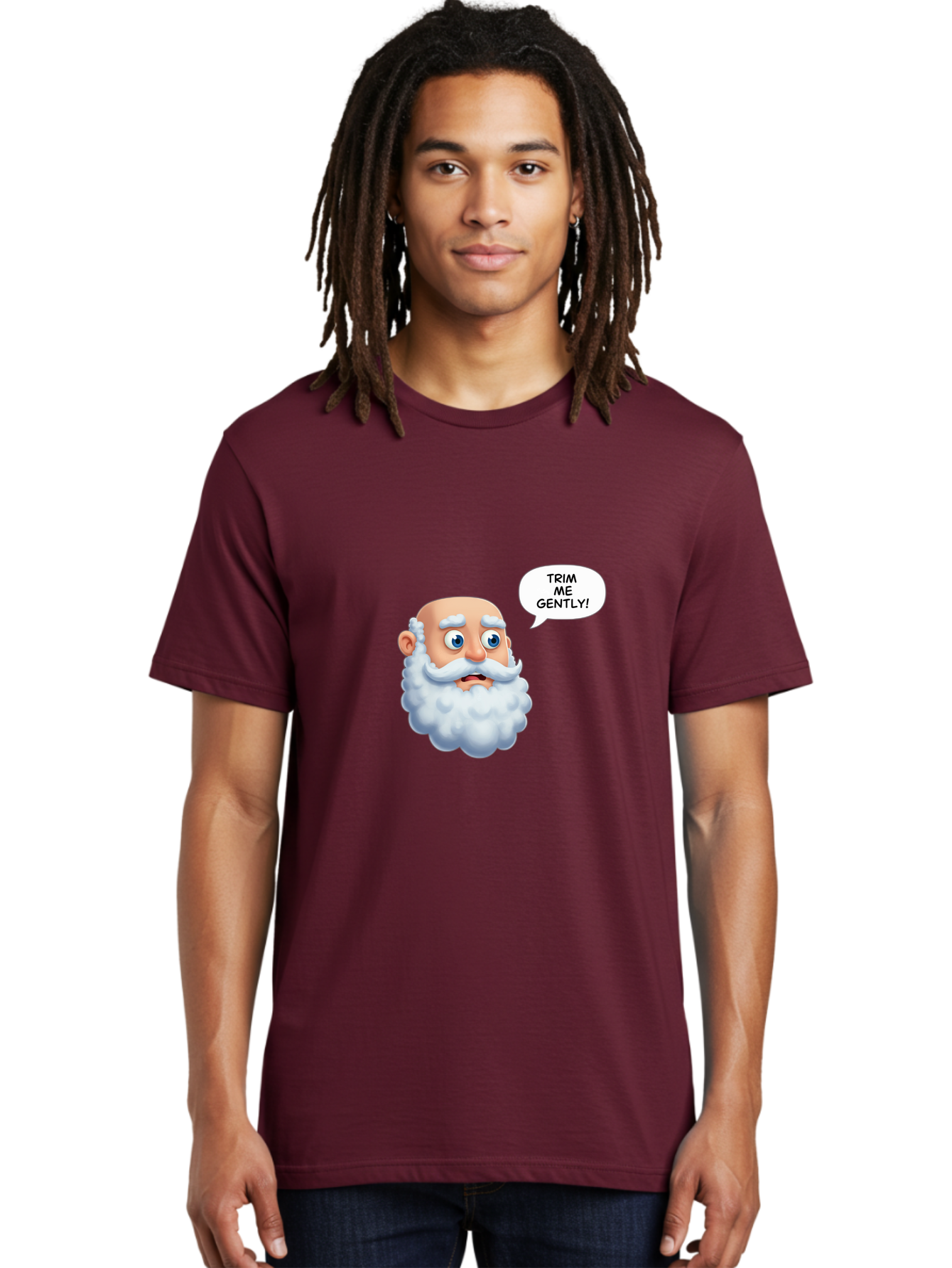 Trim-Me-Gently-4 Men'S Graphic Tee, 100% Cotton, Comfortable Casual Summer Wear, Machine Washable, Funny Cartoon Character, White Beard, Blue Eyes, Humorous Expression, Speech Bubble, Trim Me Gently, Comedic Style, Cartoon Humor, Bad865 18