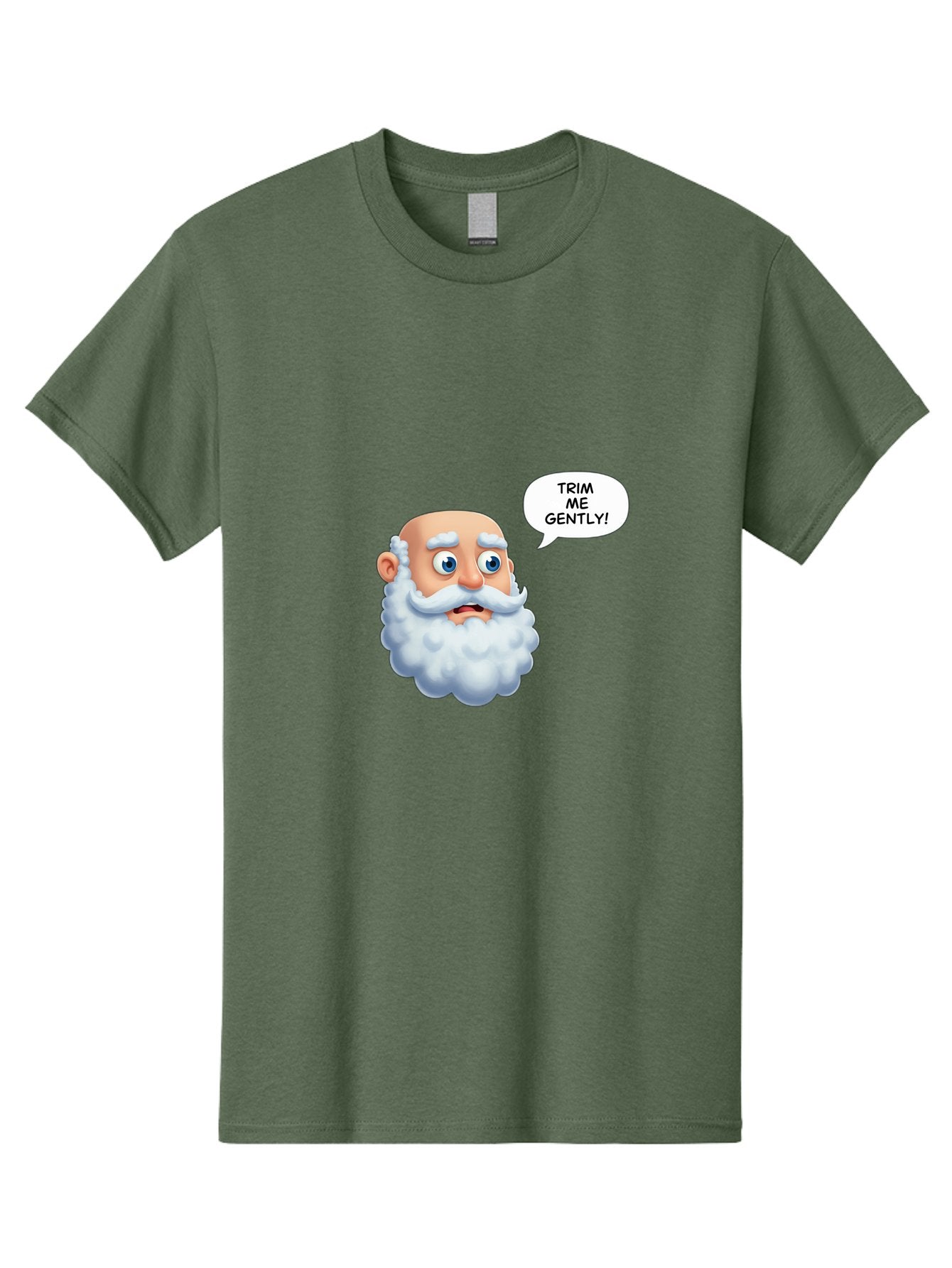 Trim-Me-Gently-4 Men'S Graphic Tee, 100% Cotton, Comfortable Casual Summer Wear, Machine Washable, Funny Cartoon Character, White Beard, Blue Eyes, Humorous Expression, Speech Bubble, Trim Me Gently, Comedic Style, Cartoon Humor, Bad865 6