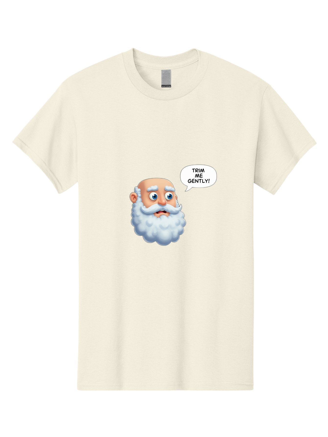 Trim-Me-Gently-4 Men'S Graphic Tee, 100% Cotton, Comfortable Casual Summer Wear, Machine Washable, Funny Cartoon Character, White Beard, Blue Eyes, Humorous Expression, Speech Bubble, Trim Me Gently, Comedic Style, Cartoon Humor, Bad865 14