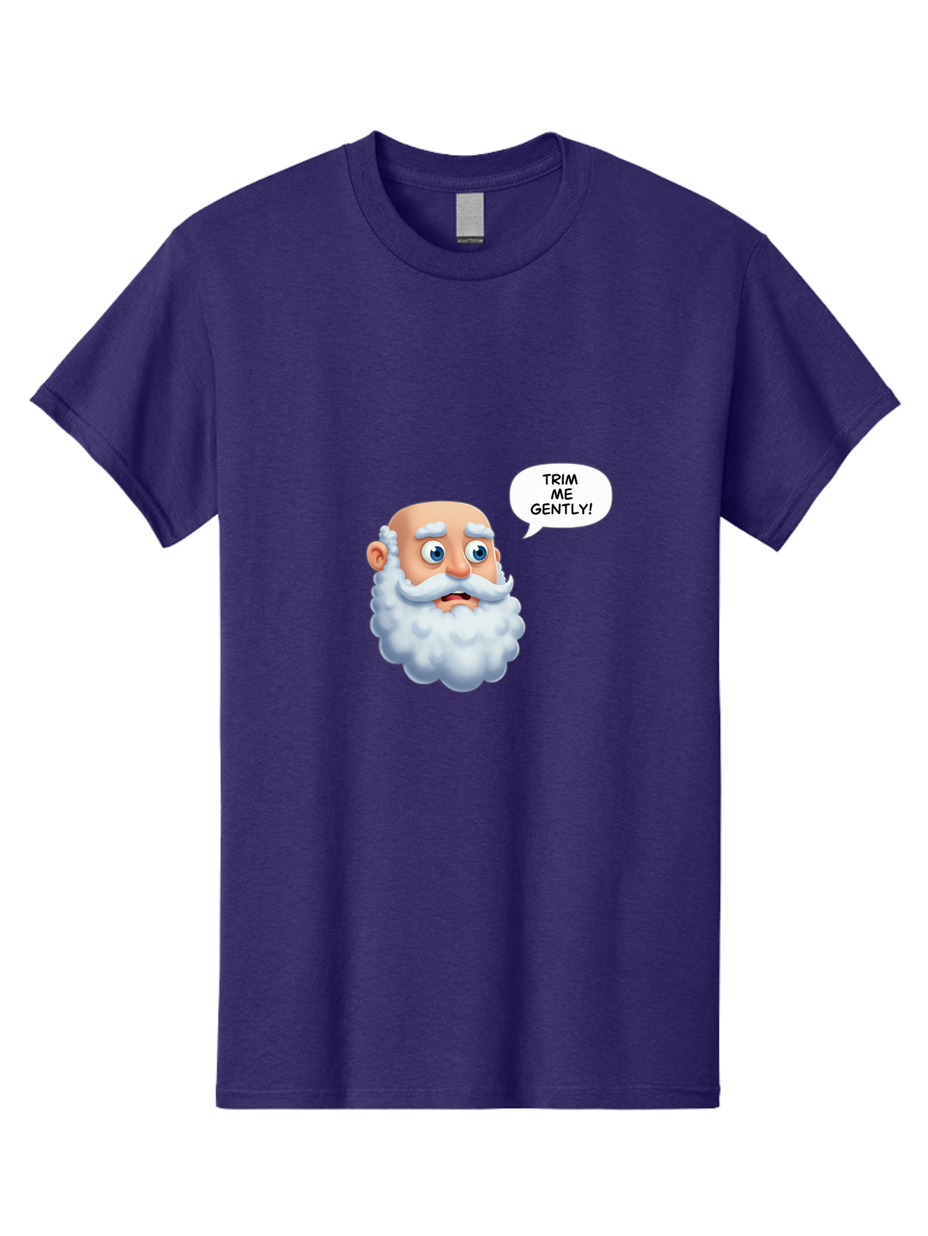 Trim-Me-Gently-4 Men'S Graphic Tee, 100% Cotton, Comfortable Casual Summer Wear, Machine Washable, Funny Cartoon Character, White Beard, Blue Eyes, Humorous Expression, Speech Bubble, Trim Me Gently, Comedic Style, Cartoon Humor, Bad865 11