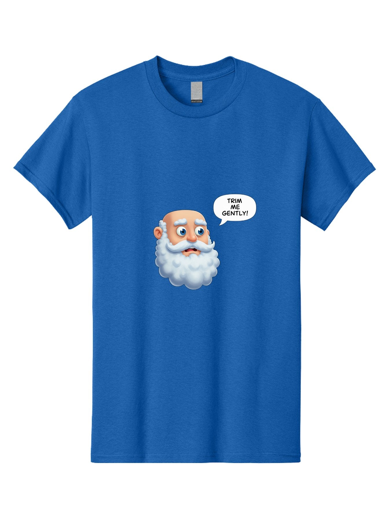 Trim-Me-Gently-4 Men'S Graphic Tee, 100% Cotton, Comfortable Casual Summer Wear, Machine Washable, Funny Cartoon Character, White Beard, Blue Eyes, Humorous Expression, Speech Bubble, Trim Me Gently, Comedic Style, Cartoon Humor, Bad865 13
