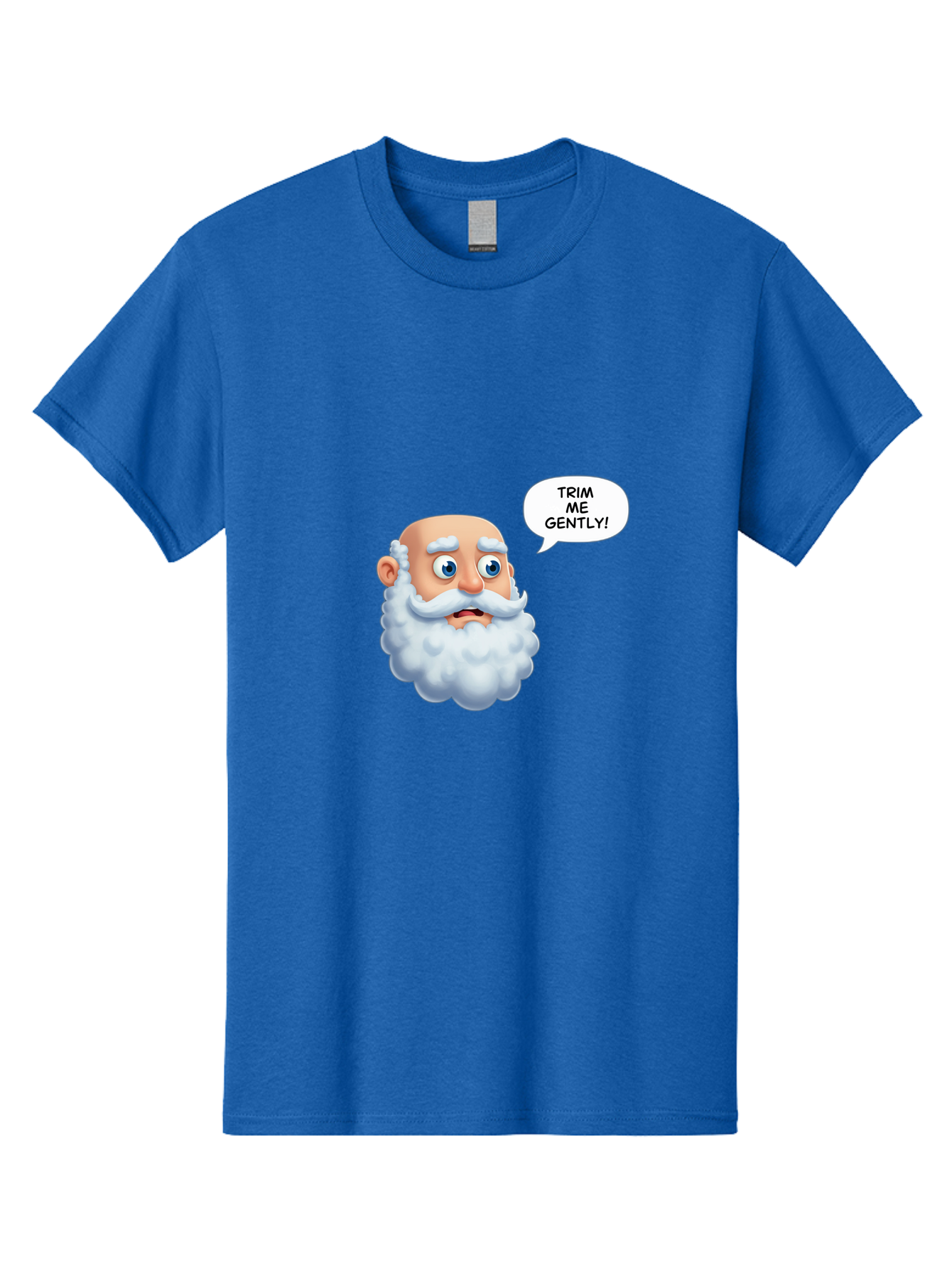 Trim-Me-Gently-4 Men'S Graphic Tee, 100% Cotton, Comfortable Casual Summer Wear, Machine Washable, Funny Cartoon Character, White Beard, Blue Eyes, Humorous Expression, Speech Bubble, Trim Me Gently, Comedic Style, Cartoon Humor, Bad865 15