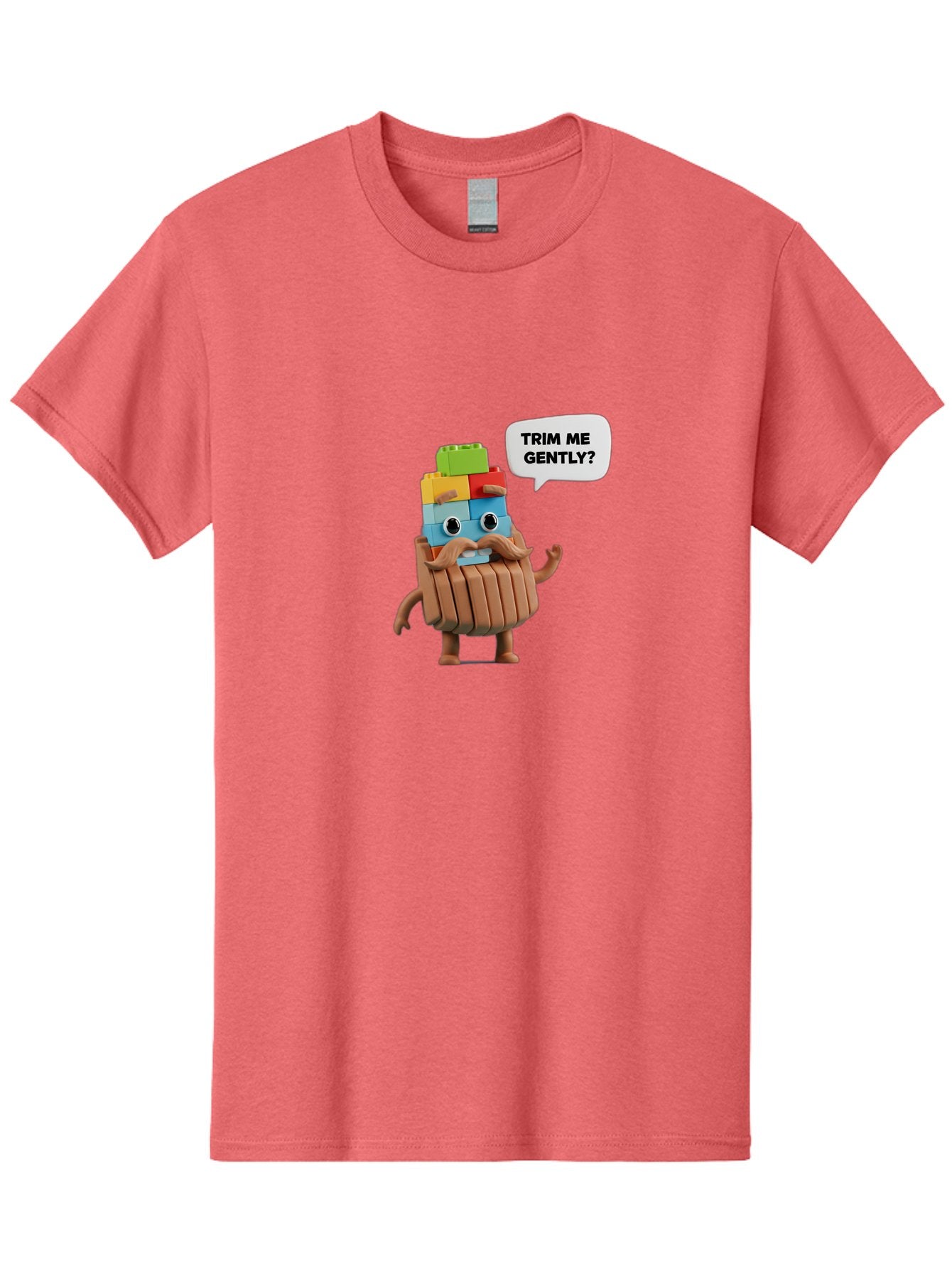 Trim-Me-Gently-5 Men'S Graphic Tee, 100% Cotton, Comfortable Casual Summer Wear, Machine Washable, Funny Character, Lego Figure, Cartoon Style, Humorous Mustache, Comedic Expression, Quirky Personality, Playful Design, Building Blocks, Bad866 15
