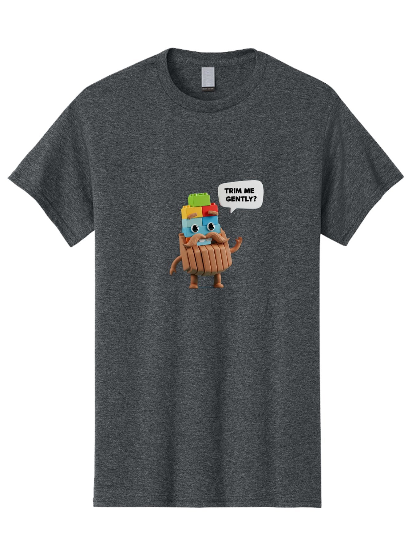 Trim-Me-Gently-5 Men'S Graphic Tee, 100% Cotton, Comfortable Casual Summer Wear, Machine Washable, Funny Character, Lego Figure, Cartoon Style, Humorous Mustache, Comedic Expression, Quirky Personality, Playful Design, Building Blocks, Bad866 9