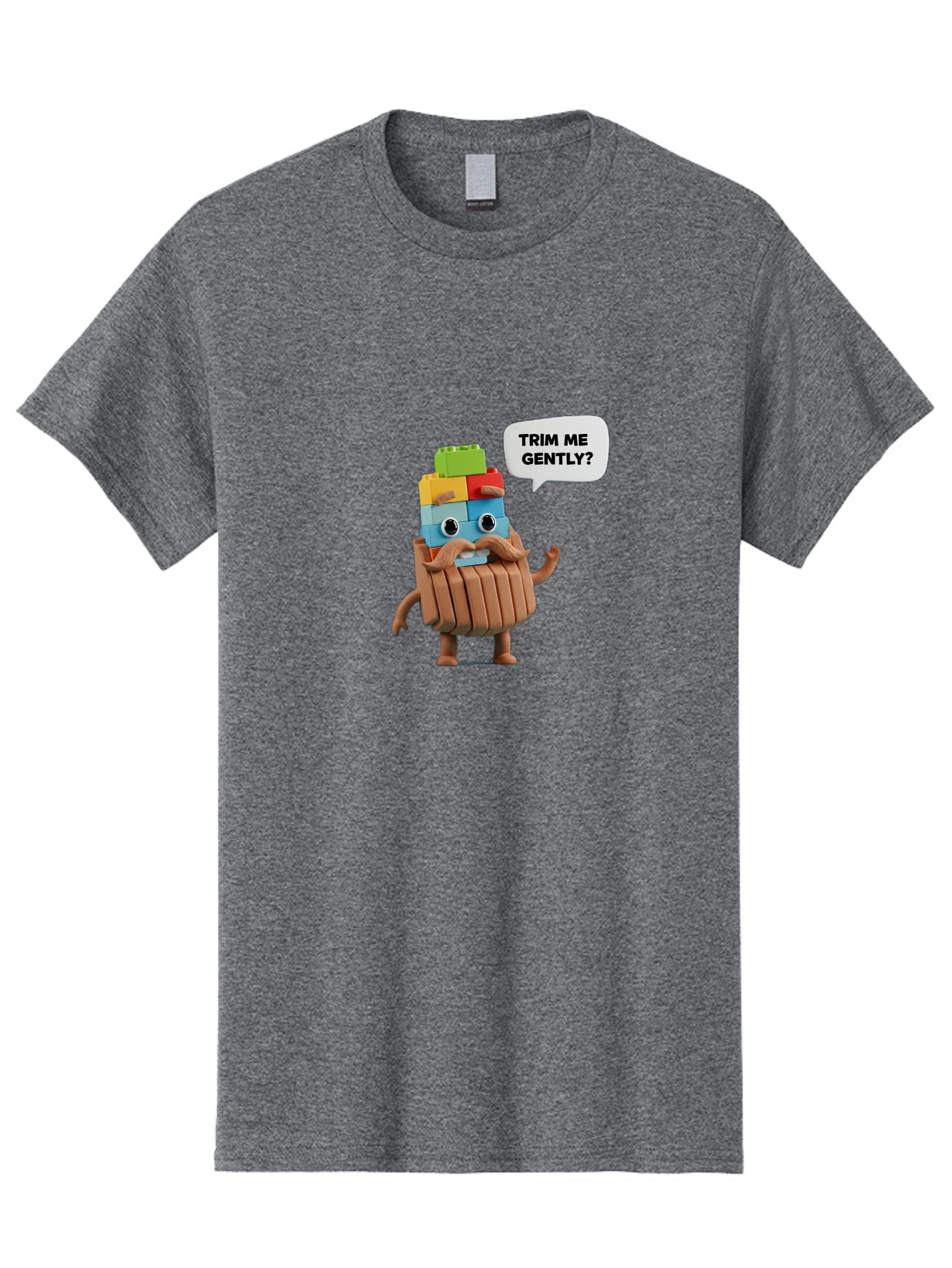Trim-Me-Gently-5 Men'S Graphic Tee, 100% Cotton, Comfortable Casual Summer Wear, Machine Washable, Funny Character, Lego Figure, Cartoon Style, Humorous Mustache, Comedic Expression, Quirky Personality, Playful Design, Building Blocks, Bad866 14