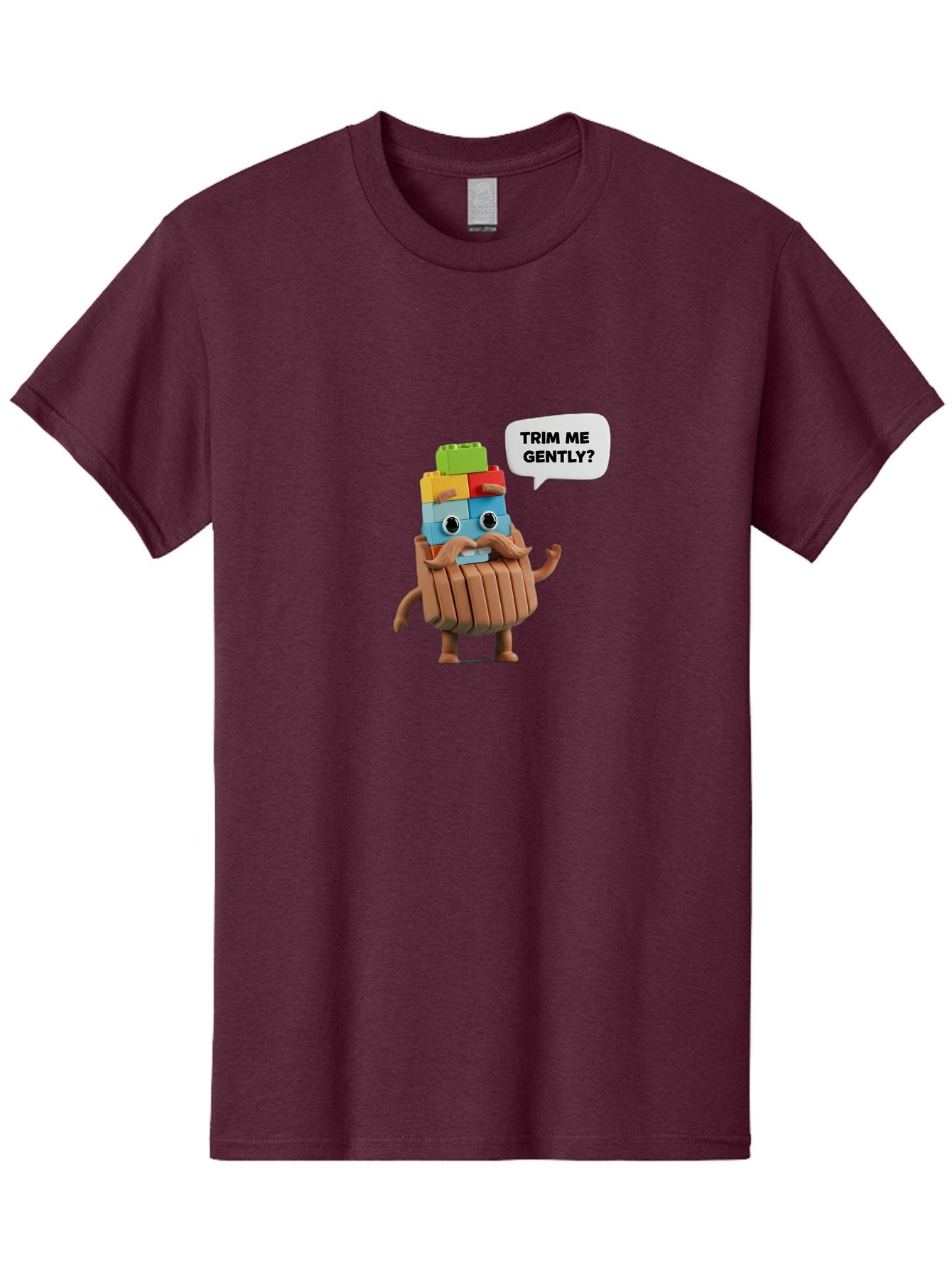 Trim-Me-Gently-5 Men'S Graphic Tee, 100% Cotton, Comfortable Casual Summer Wear, Machine Washable, Funny Character, Lego Figure, Cartoon Style, Humorous Mustache, Comedic Expression, Quirky Personality, Playful Design, Building Blocks, Bad866 4