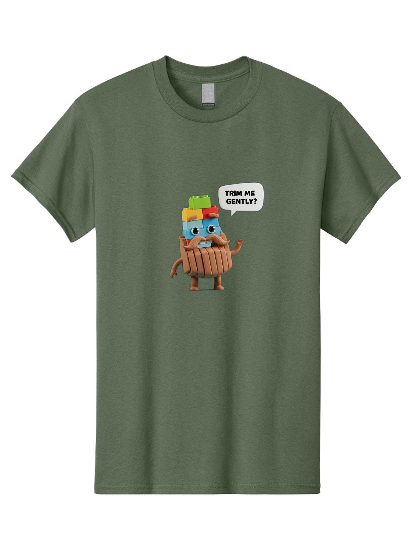 Trim-Me-Gently-5 Men'S Graphic Tee, 100% Cotton, Comfortable Casual Summer Wear, Machine Washable, Funny Character, Lego Figure, Cartoon Style, Humorous Mustache, Comedic Expression, Quirky Personality, Playful Design, Building Blocks, Bad866 6