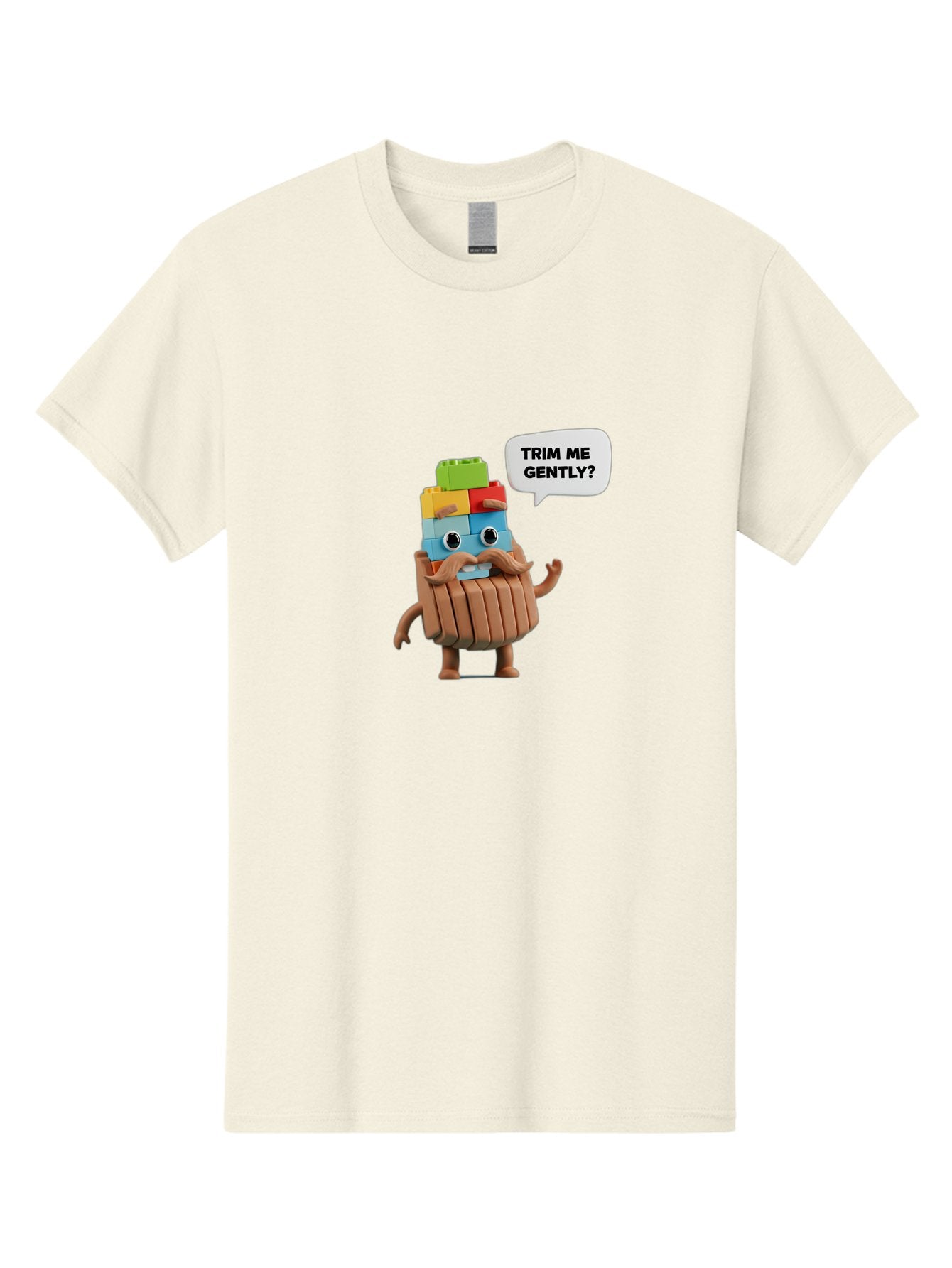 Trim-Me-Gently-5 Men'S Graphic Tee, 100% Cotton, Comfortable Casual Summer Wear, Machine Washable, Funny Character, Lego Figure, Cartoon Style, Humorous Mustache, Comedic Expression, Quirky Personality, Playful Design, Building Blocks, Bad866 10