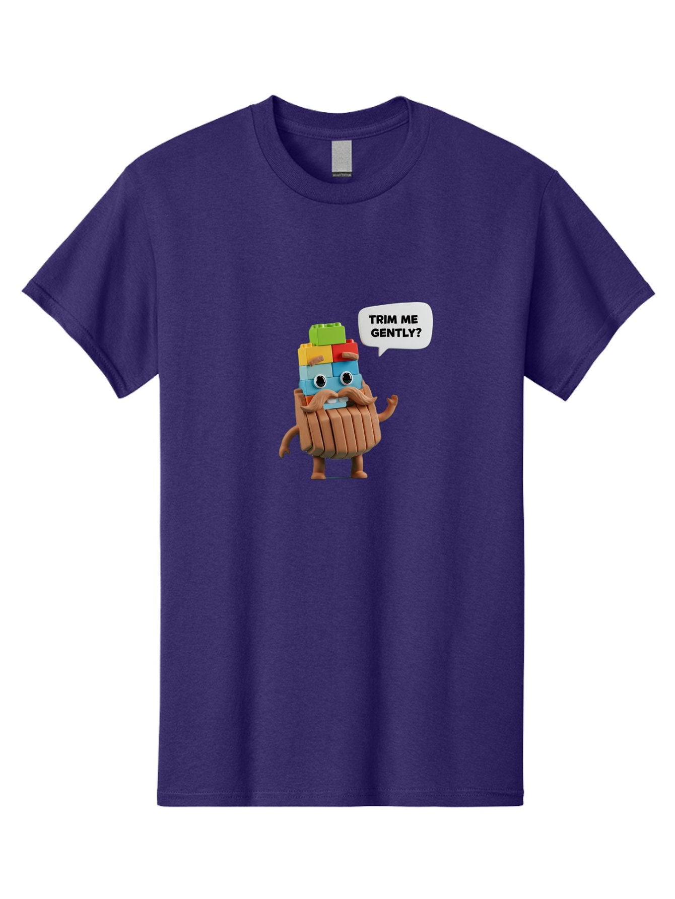 Trim-Me-Gently-5 Men'S Graphic Tee, 100% Cotton, Comfortable Casual Summer Wear, Machine Washable, Funny Character, Lego Figure, Cartoon Style, Humorous Mustache, Comedic Expression, Quirky Personality, Playful Design, Building Blocks, Bad866 13