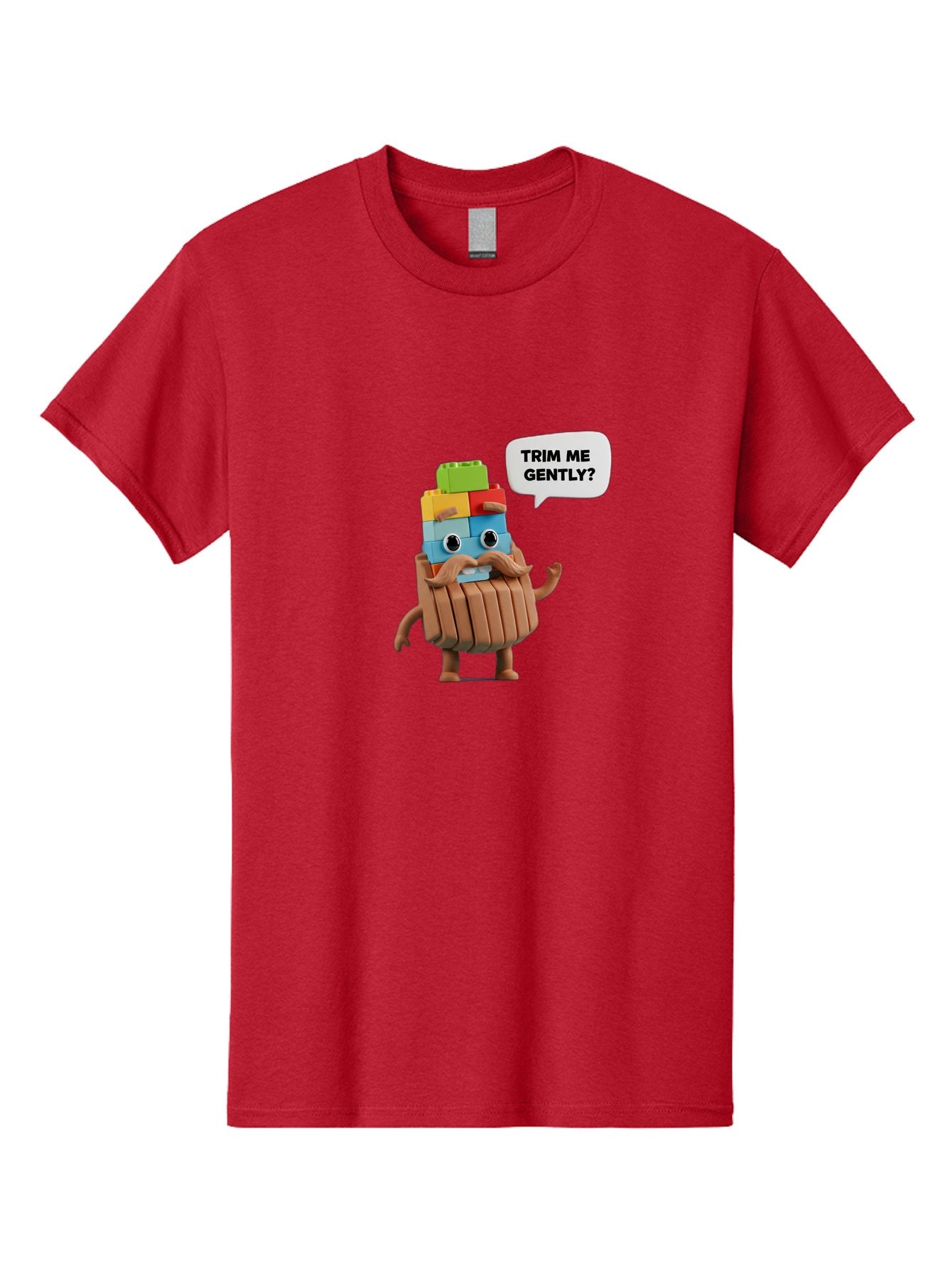 Trim-Me-Gently-5 Men'S Graphic Tee, 100% Cotton, Comfortable Casual Summer Wear, Machine Washable, Funny Character, Lego Figure, Cartoon Style, Humorous Mustache, Comedic Expression, Quirky Personality, Playful Design, Building Blocks, Bad866 3
