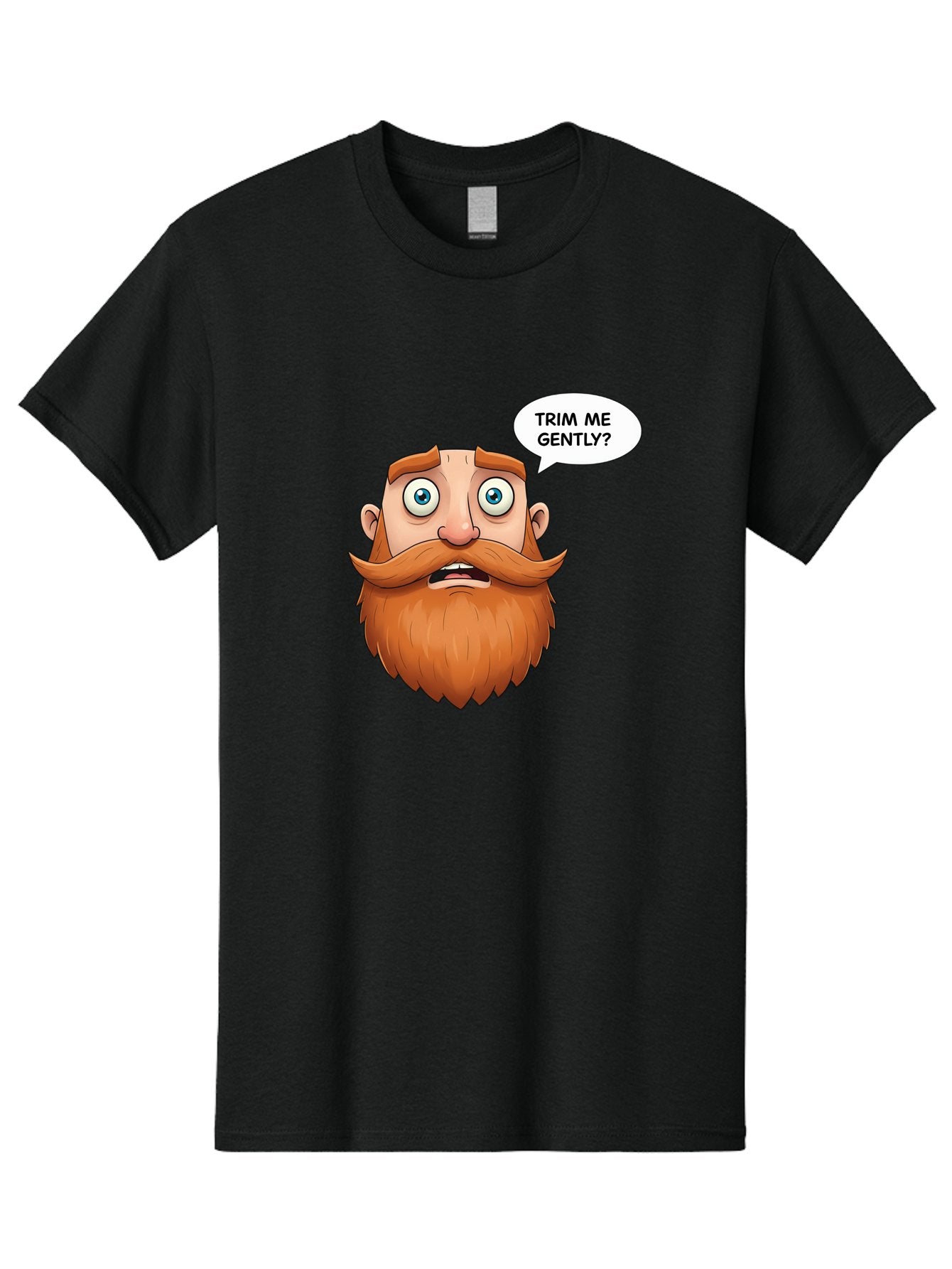 Trim-Me-Gently Men'S Graphic Tee, 100% Cotton, Comfortable Casual Summer Wear, Machine Washable, Cartoon Man With Large Beard, Funny Character, Humorous Illustration, Comedic Expression, Mustache And Beard, Gentle Trim Request, Cartoon Style, Bad867 4