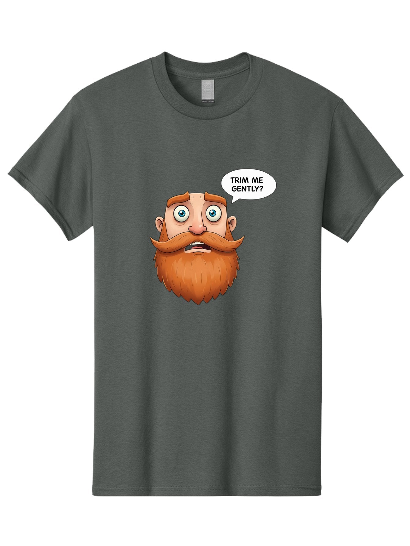 Trim-Me-Gently Men'S Graphic Tee, 100% Cotton, Comfortable Casual Summer Wear, Machine Washable, Cartoon Man With Large Beard, Funny Character, Humorous Illustration, Comedic Expression, Mustache And Beard, Gentle Trim Request, Cartoon Style, Bad867 13