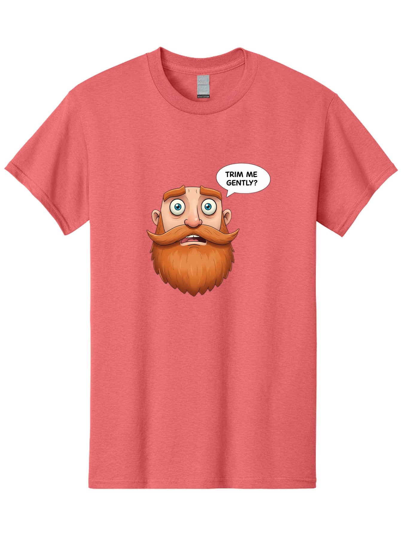 Trim-Me-Gently Men'S Graphic Tee, 100% Cotton, Comfortable Casual Summer Wear, Machine Washable, Cartoon Man With Large Beard, Funny Character, Humorous Illustration, Comedic Expression, Mustache And Beard, Gentle Trim Request, Cartoon Style, Bad867 8