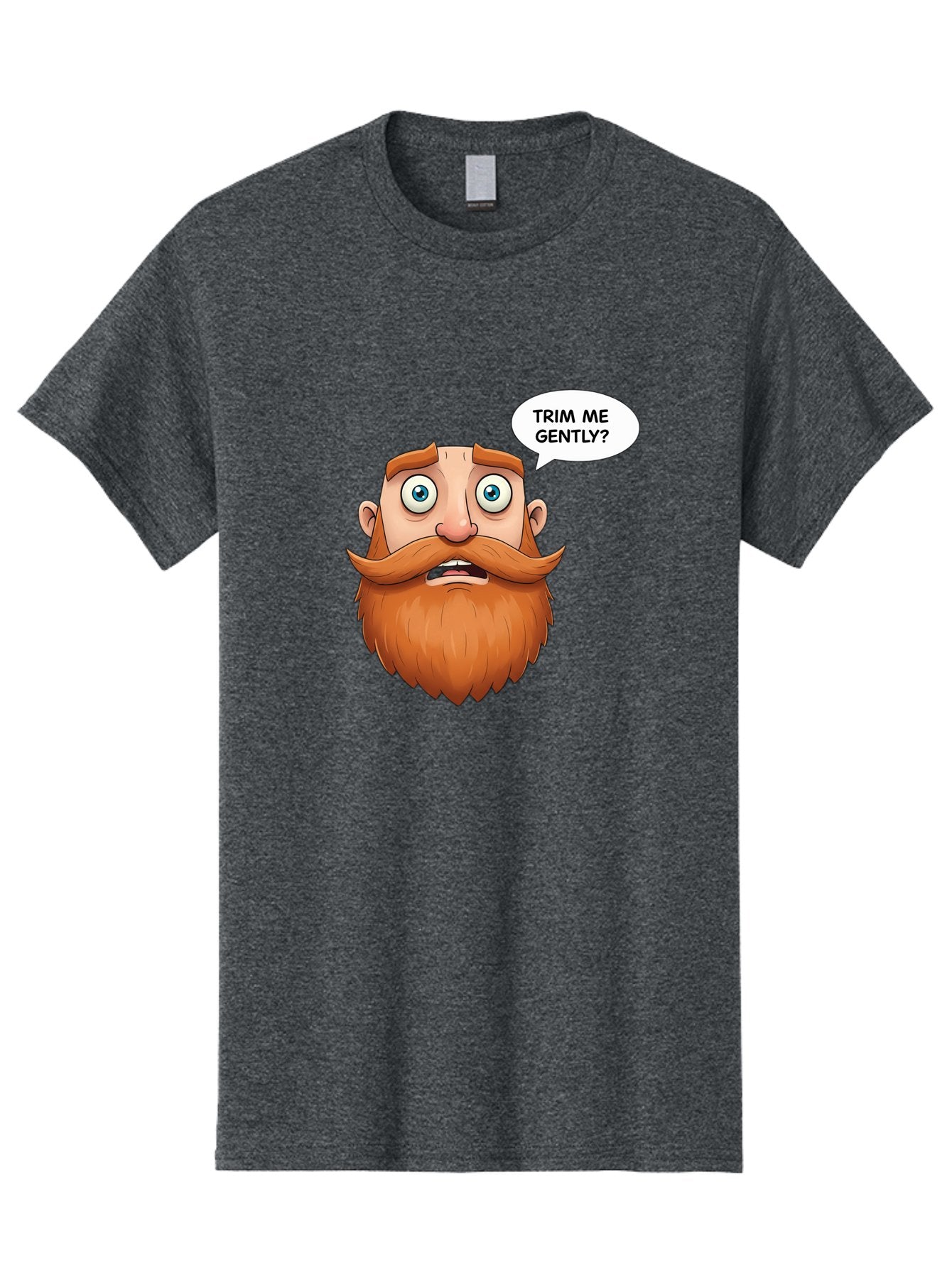 Trim-Me-Gently Men'S Graphic Tee, 100% Cotton, Comfortable Casual Summer Wear, Machine Washable, Cartoon Man With Large Beard, Funny Character, Humorous Illustration, Comedic Expression, Mustache And Beard, Gentle Trim Request, Cartoon Style, Bad867 11
