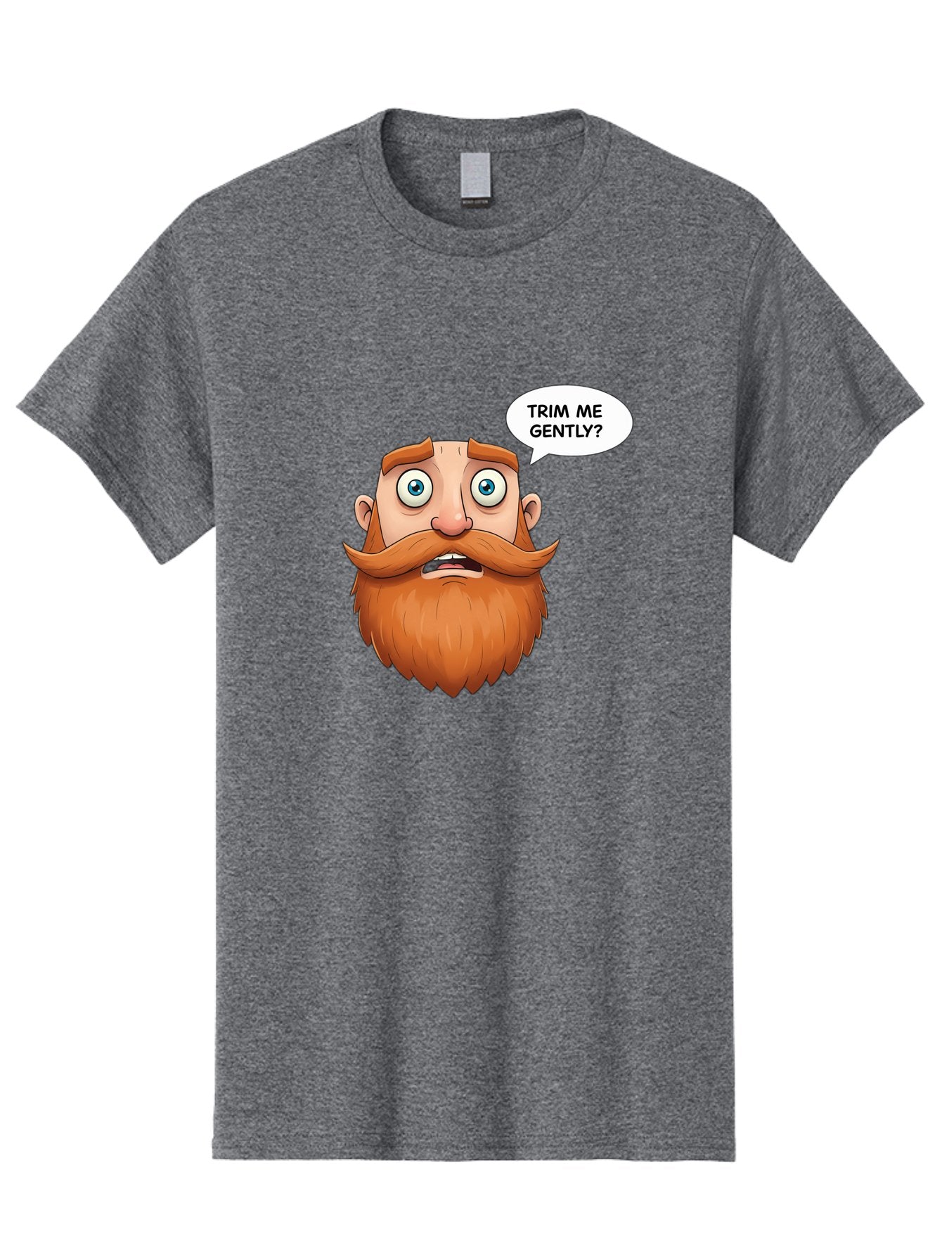 Trim-Me-Gently Men'S Graphic Tee, 100% Cotton, Comfortable Casual Summer Wear, Machine Washable, Cartoon Man With Large Beard, Funny Character, Humorous Illustration, Comedic Expression, Mustache And Beard, Gentle Trim Request, Cartoon Style, Bad867 15