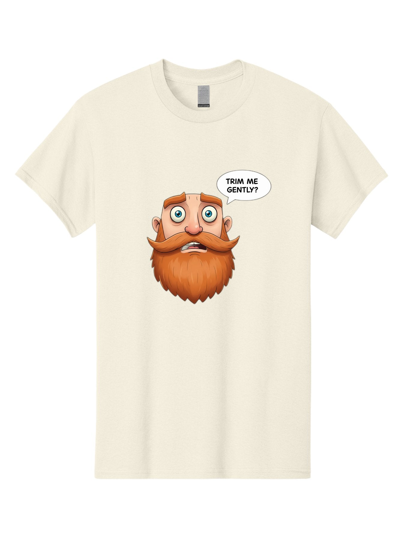 Trim-Me-Gently Men'S Graphic Tee, 100% Cotton, Comfortable Casual Summer Wear, Machine Washable, Cartoon Man With Large Beard, Funny Character, Humorous Illustration, Comedic Expression, Mustache And Beard, Gentle Trim Request, Cartoon Style, Bad867 12