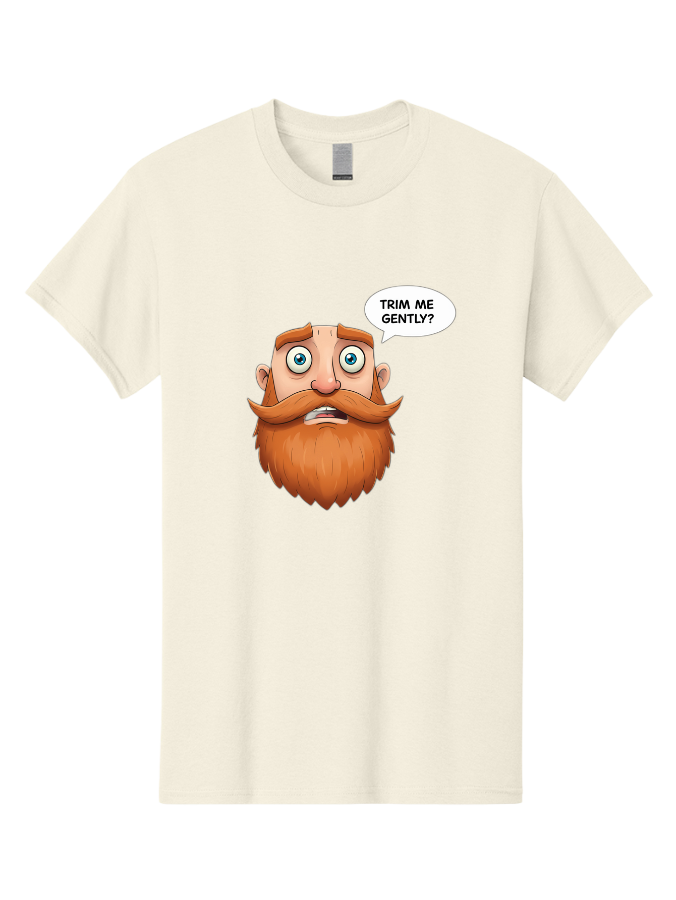 Trim-Me-Gently Men'S Graphic Tee, 100% Cotton, Comfortable Casual Summer Wear, Machine Washable, Cartoon Man With Large Beard, Funny Character, Humorous Illustration, Comedic Expression, Mustache And Beard, Gentle Trim Request, Cartoon Style, Bad867 3
