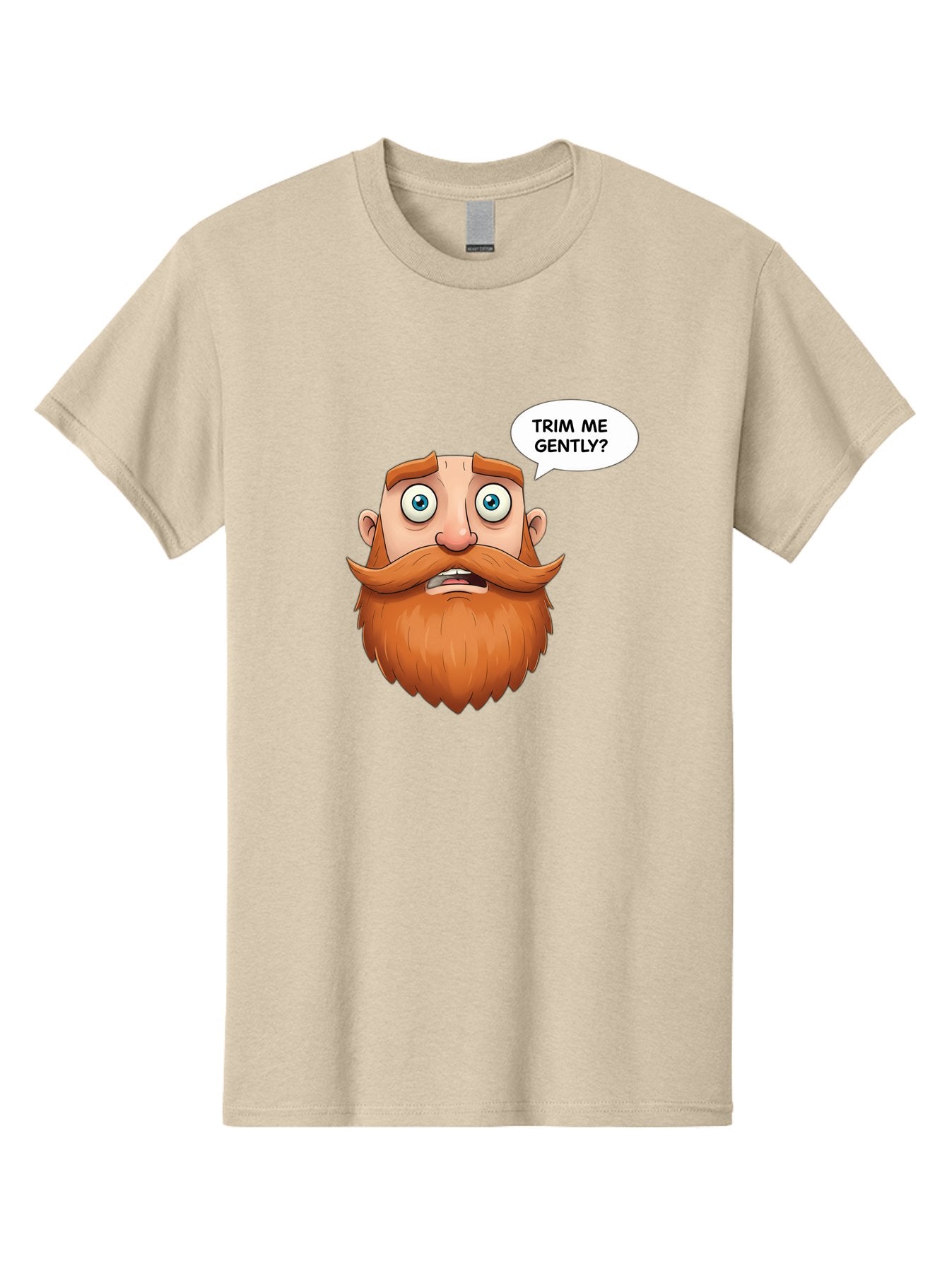 Trim-Me-Gently Men'S Graphic Tee, 100% Cotton, Comfortable Casual Summer Wear, Machine Washable, Cartoon Man With Large Beard, Funny Character, Humorous Illustration, Comedic Expression, Mustache And Beard, Gentle Trim Request, Cartoon Style, Bad867 3