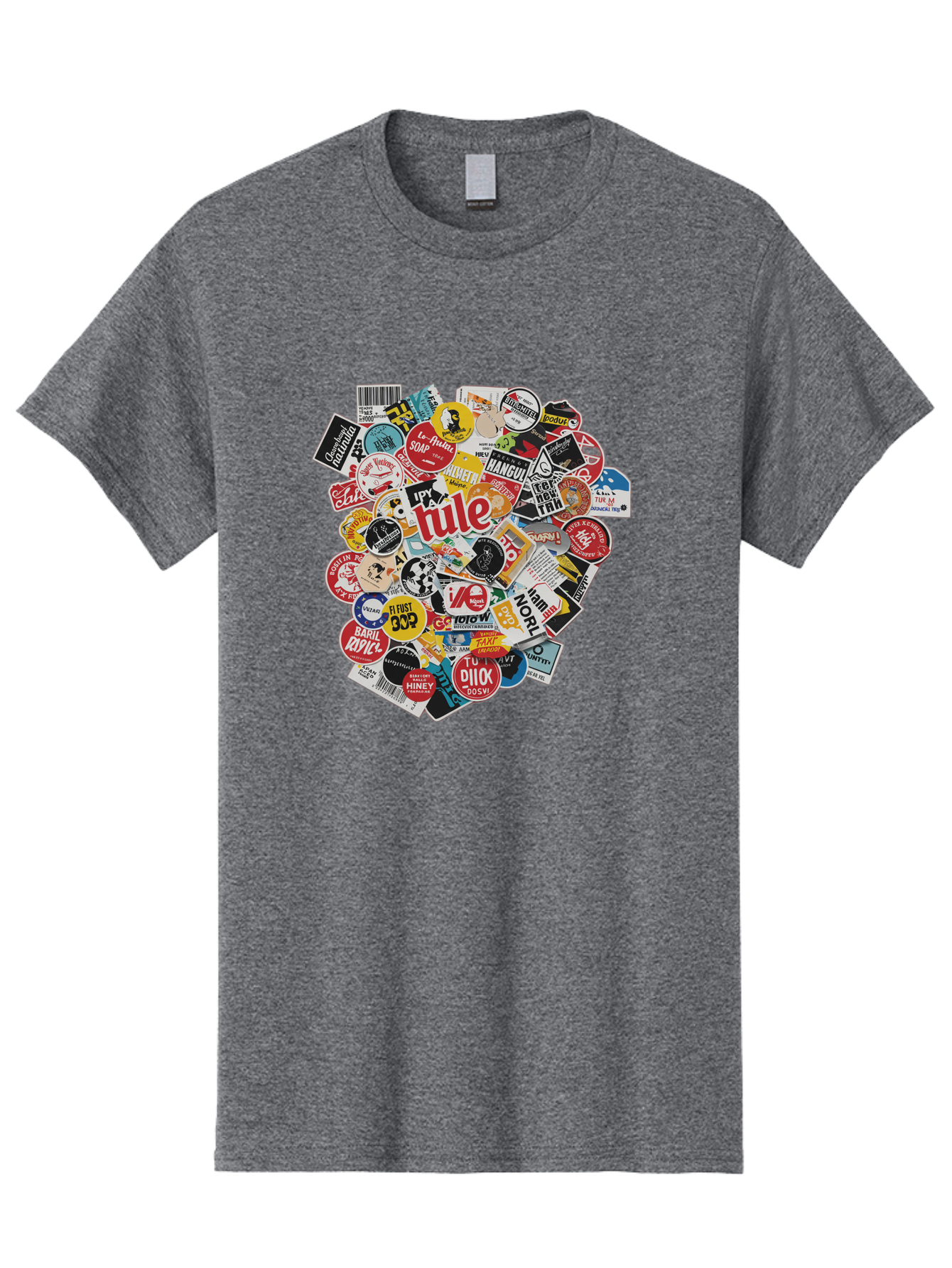 Tule-Sticker-Collage Men'S Graphic Tee, 100% Cotton, Comfortable Casual Summer Wear, Machine Washable, Sticker Collection, Vinyl Stickers, Label Art, Diverse Designs, Quirky Graphics, Bold Typography, Eclectic Mix, Logos, Branding, Decals, Bad868 8