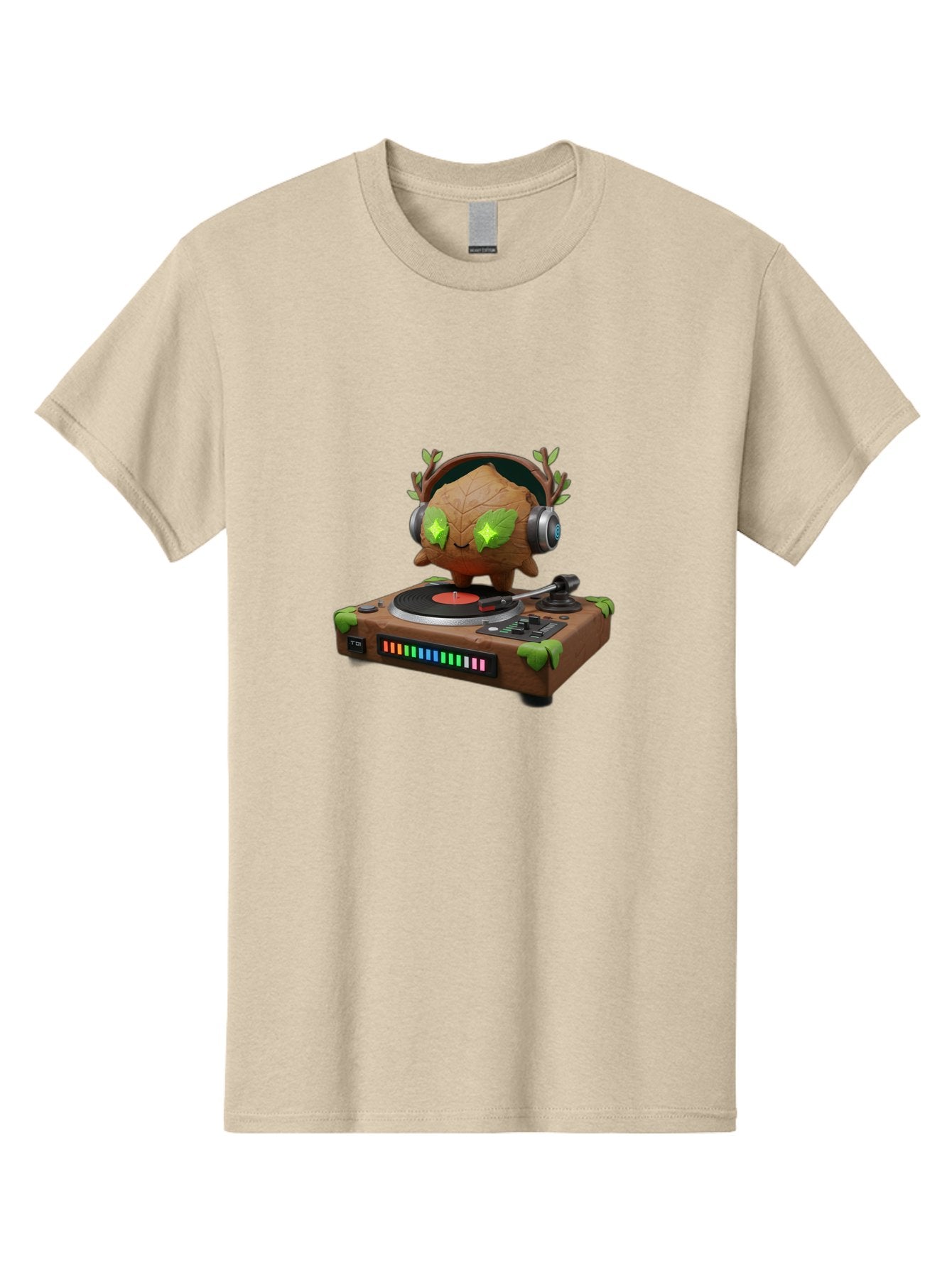 Tumbleweed-Dj Men'S Graphic Tee, 100% Cotton, Comfortable Casual Summer Wear, Machine Washable, Cartoon Leaf Dj, Record Player, Tumble Leaf, Music, Techno, Vinyl Records, Electronic Dance Music, Deejay Equipment Bad869 4