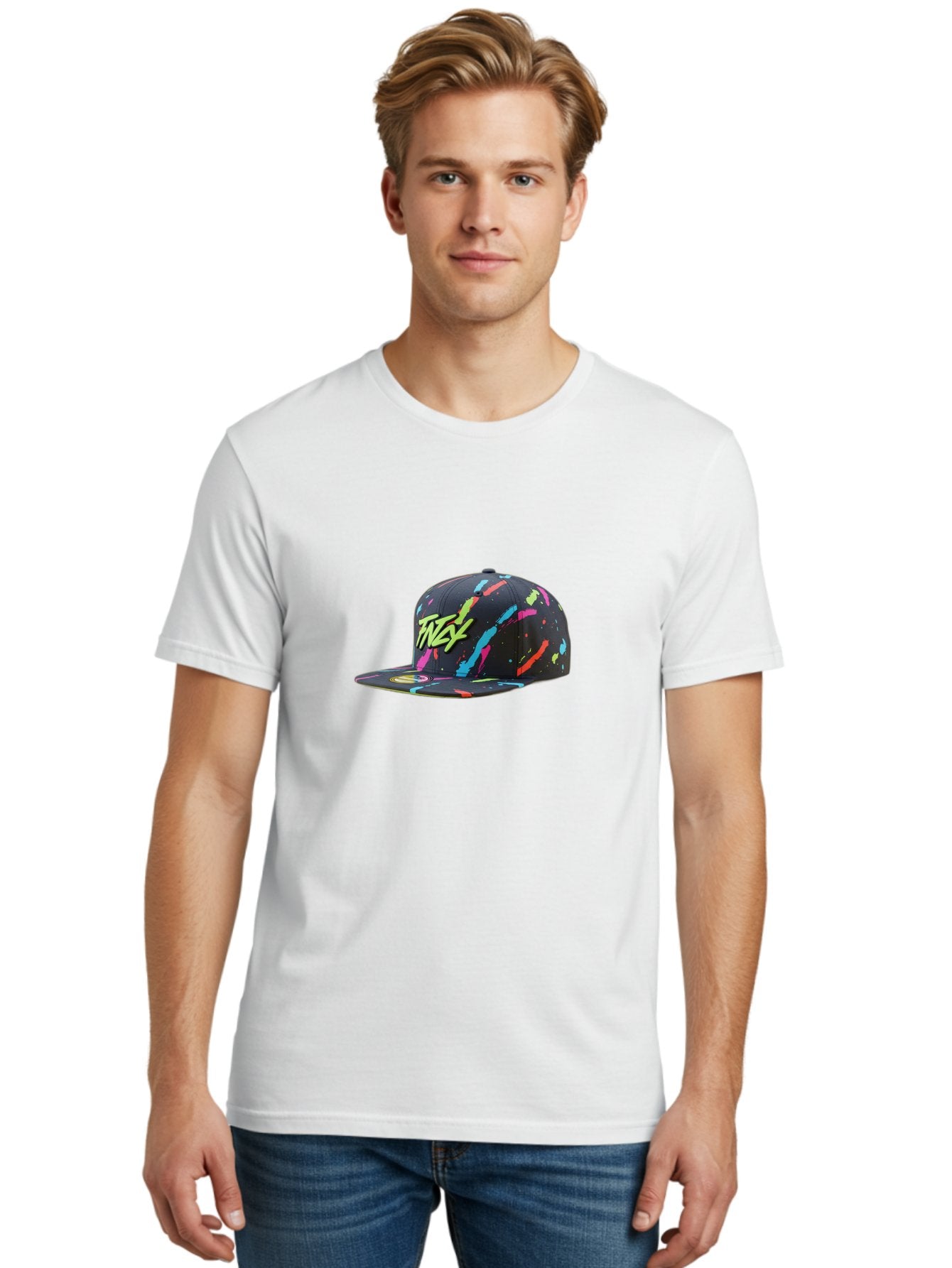 Twst-Baseball-Cap Men'S Graphic Tee, 100% Cotton, Comfortable Casual Summer Wear, Machine Washable, Graffiti Style Cap, Streetwear Fashion, Urban Clothing, Colorful Splatters, Trendy Accessories, Casual Wear, Flex Logo Bad870 16