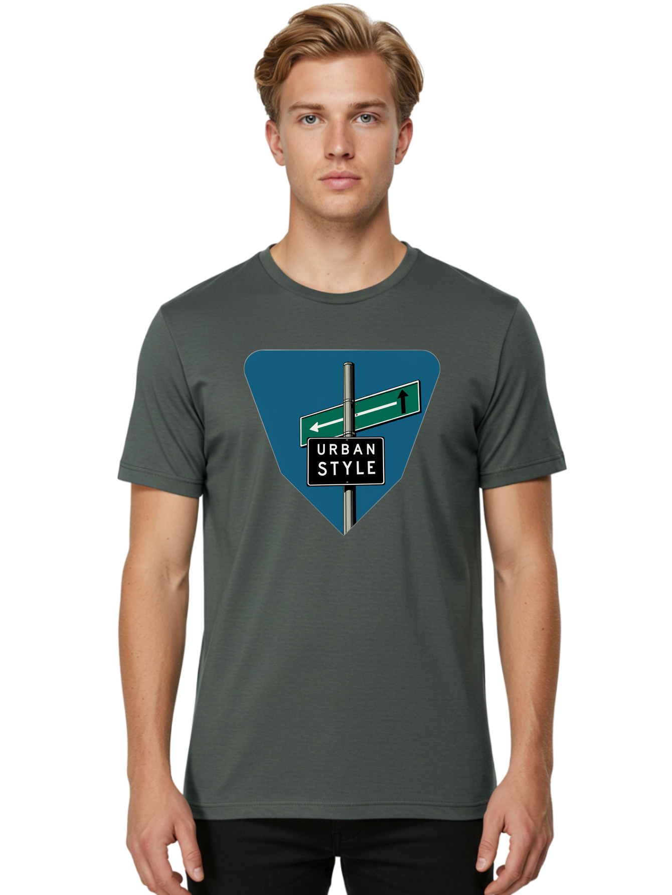 Urban-Style-2 Men'S Graphic Tee, 100% Cotton, Comfortable Casual Summer Wear, Machine Washable, Urban Style Signage, Directional Signs, City Navigation, Street Signs, Urban Direction, Urban Fashion Bad873 28