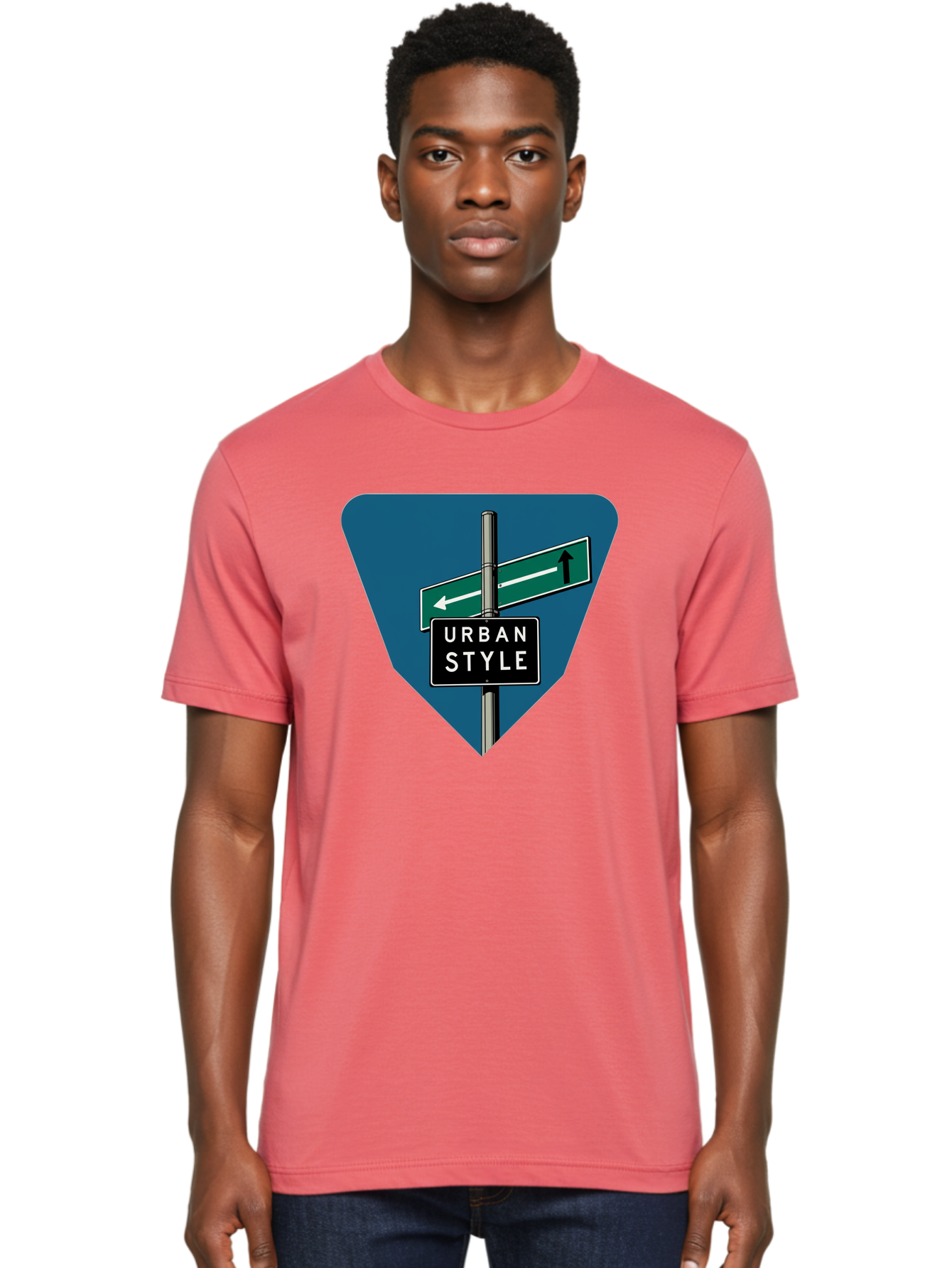 Urban-Style-2 Men'S Graphic Tee, 100% Cotton, Comfortable Casual Summer Wear, Machine Washable, Urban Style Signage, Directional Signs, City Navigation, Street Signs, Urban Direction, Urban Fashion Bad873 23