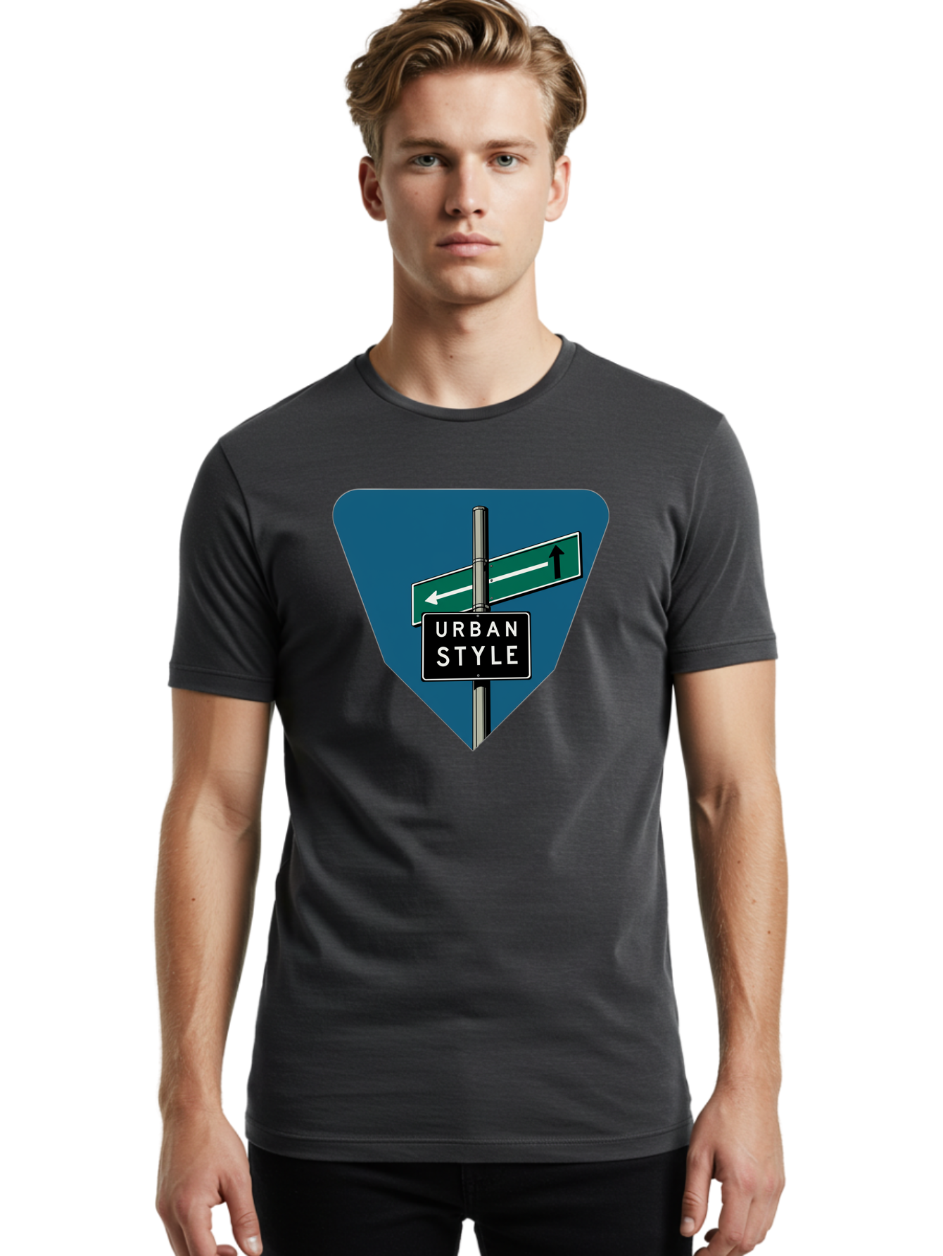 Urban-Style-2 Men'S Graphic Tee, 100% Cotton, Comfortable Casual Summer Wear, Machine Washable, Urban Style Signage, Directional Signs, City Navigation, Street Signs, Urban Direction, Urban Fashion Bad873 22