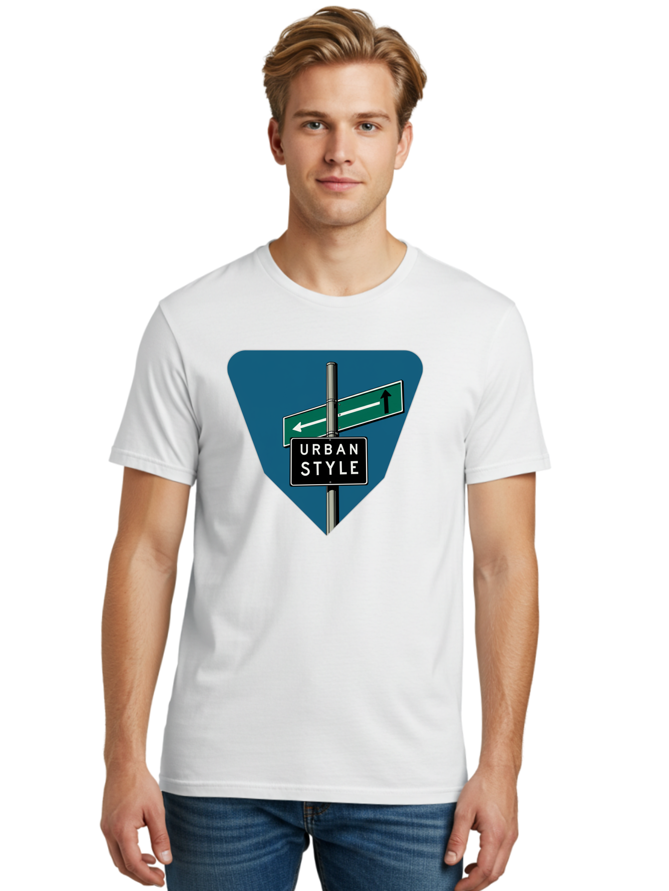 Urban-Style-2 Men'S Graphic Tee, 100% Cotton, Comfortable Casual Summer Wear, Machine Washable, Urban Style Signage, Directional Signs, City Navigation, Street Signs, Urban Direction, Urban Fashion Bad873 24
