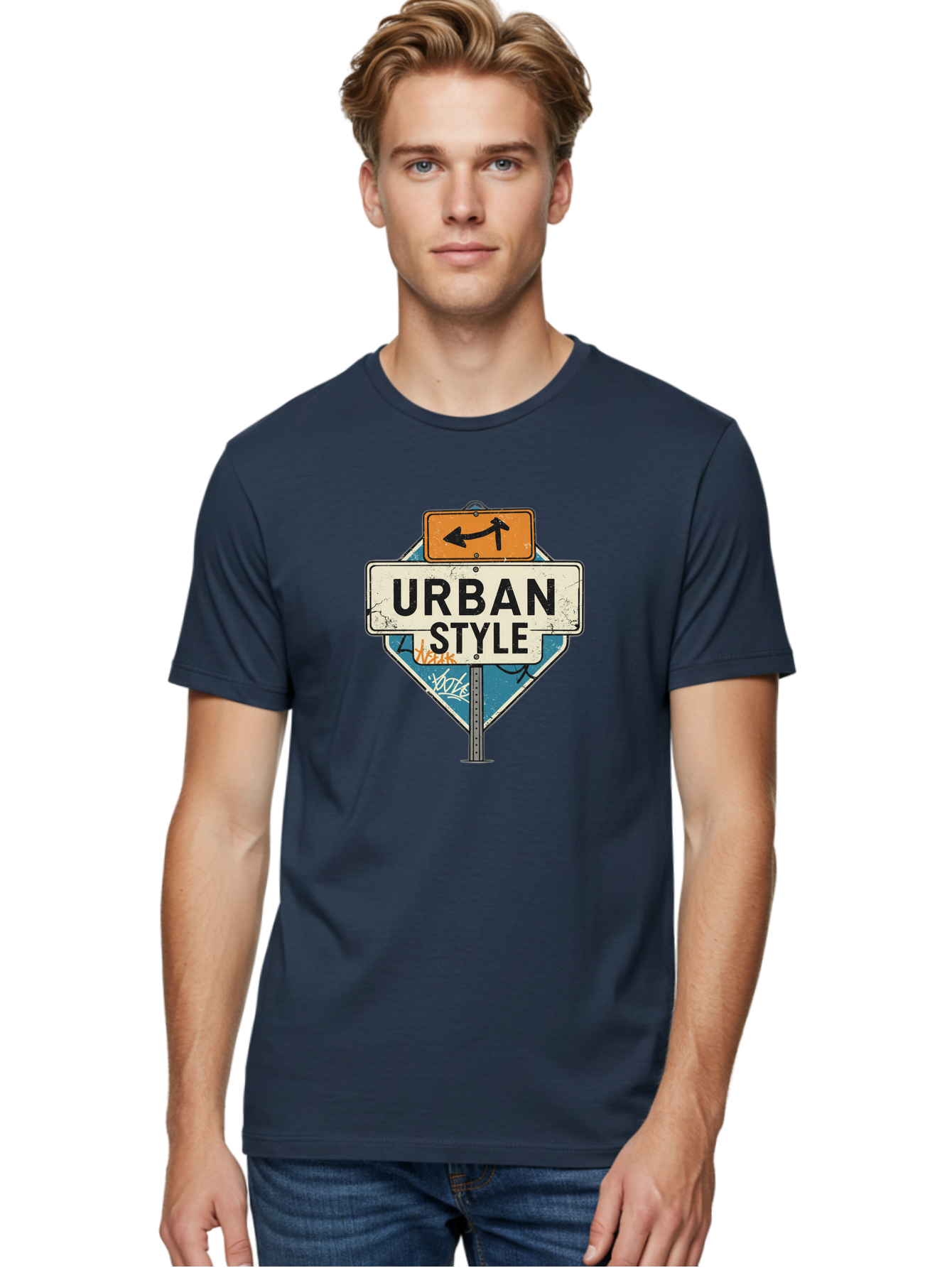 Urban-Style-3 Men'S Graphic Tee, 100% Cotton, Comfortable Casual Summer Wear, Machine Washable, Urban Style, Street Signs, Graffiti Art, Urban Culture, Street Fashion, City Life, Modern Aesthetic, Edgy Vibe, Urban Chic, Streetwear Style, Bad874 21
