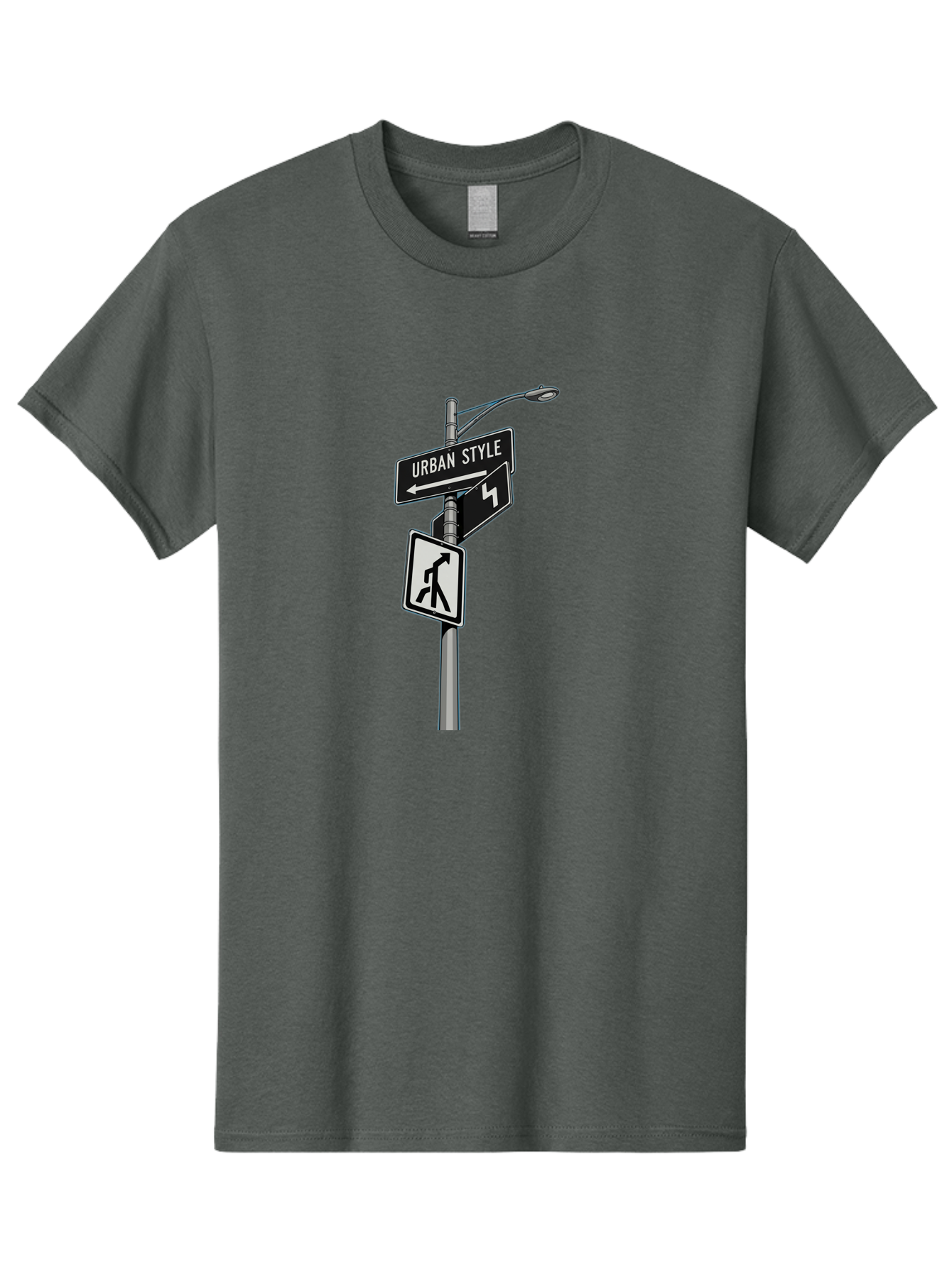 Urban-Style-5 Men'S Graphic Tee, 100% Cotton, Comfortable Casual Summer Wear, Machine Washable, Street Signs, Urban Direction, Street Style, Black And White, Directional Signs, City Life, Pedestrian Crossing, Street Lamp Bad876 6