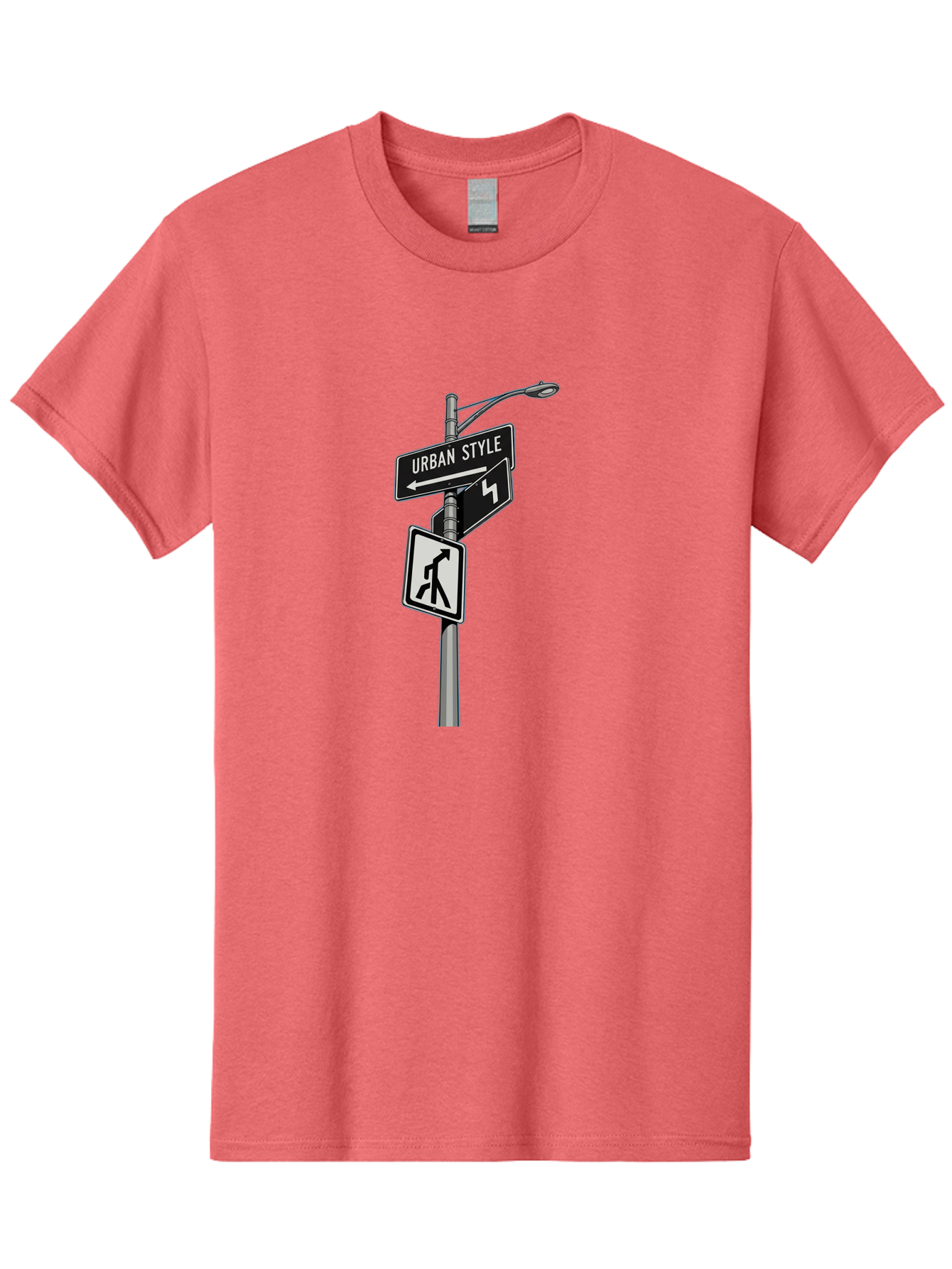 Urban-Style-5 Men'S Graphic Tee, 100% Cotton, Comfortable Casual Summer Wear, Machine Washable, Street Signs, Urban Direction, Street Style, Black And White, Directional Signs, City Life, Pedestrian Crossing, Street Lamp Bad876 14