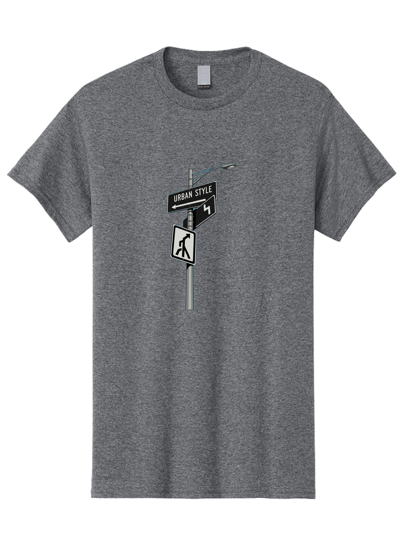 Urban-Style-5 Men'S Graphic Tee, 100% Cotton, Comfortable Casual Summer Wear, Machine Washable, Street Signs, Urban Direction, Street Style, Black And White, Directional Signs, City Life, Pedestrian Crossing, Street Lamp Bad876 8