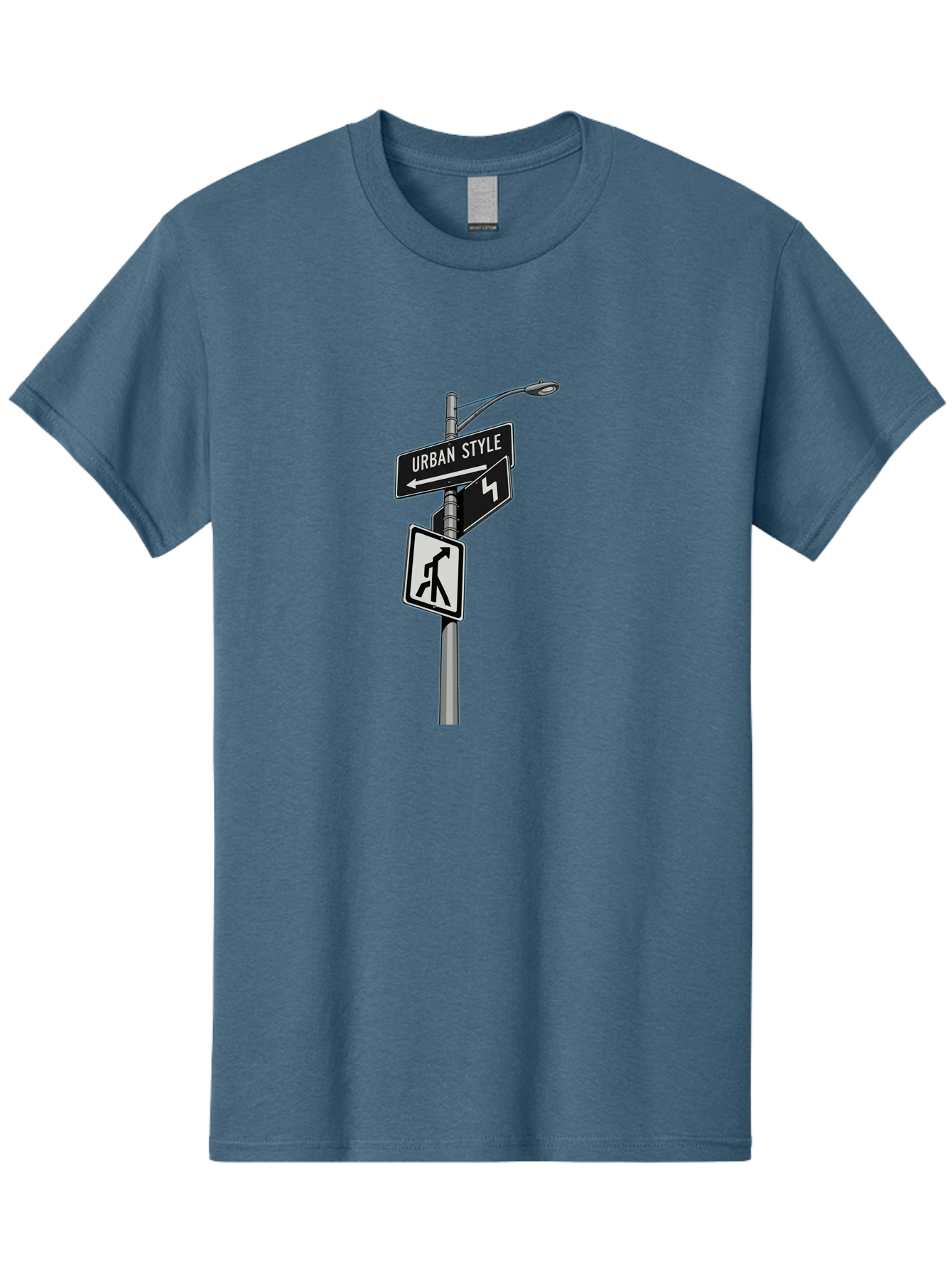 Urban-Style-5 Men'S Graphic Tee, 100% Cotton, Comfortable Casual Summer Wear, Machine Washable, Street Signs, Urban Direction, Street Style, Black And White, Directional Signs, City Life, Pedestrian Crossing, Street Lamp Bad876 10