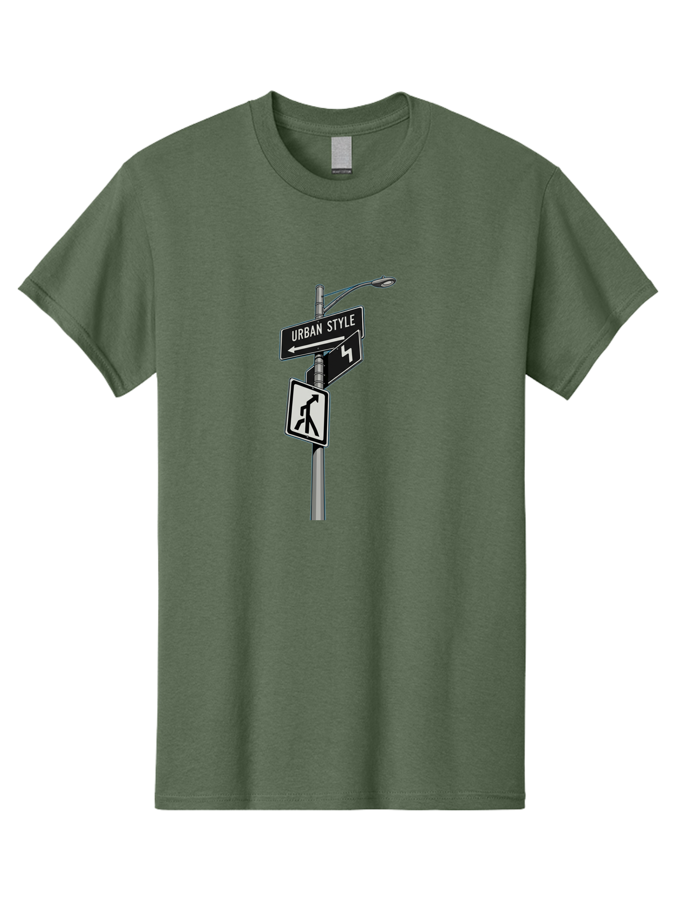 Urban-Style-5 Men'S Graphic Tee, 100% Cotton, Comfortable Casual Summer Wear, Machine Washable, Street Signs, Urban Direction, Street Style, Black And White, Directional Signs, City Life, Pedestrian Crossing, Street Lamp Bad876 4