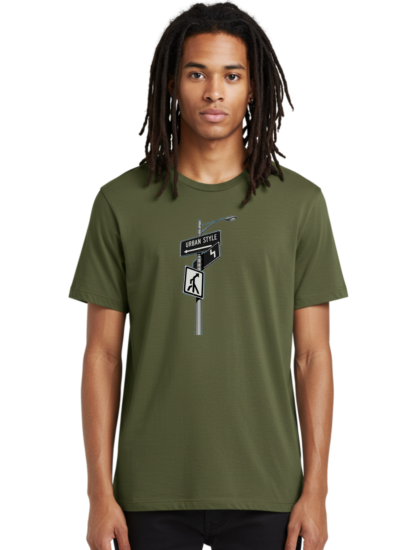 Urban-Style-5 Men'S Graphic Tee, 100% Cotton, Comfortable Casual Summer Wear, Machine Washable, Street Signs, Urban Direction, Street Style, Black And White, Directional Signs, City Life, Pedestrian Crossing, Street Lamp Bad876 19