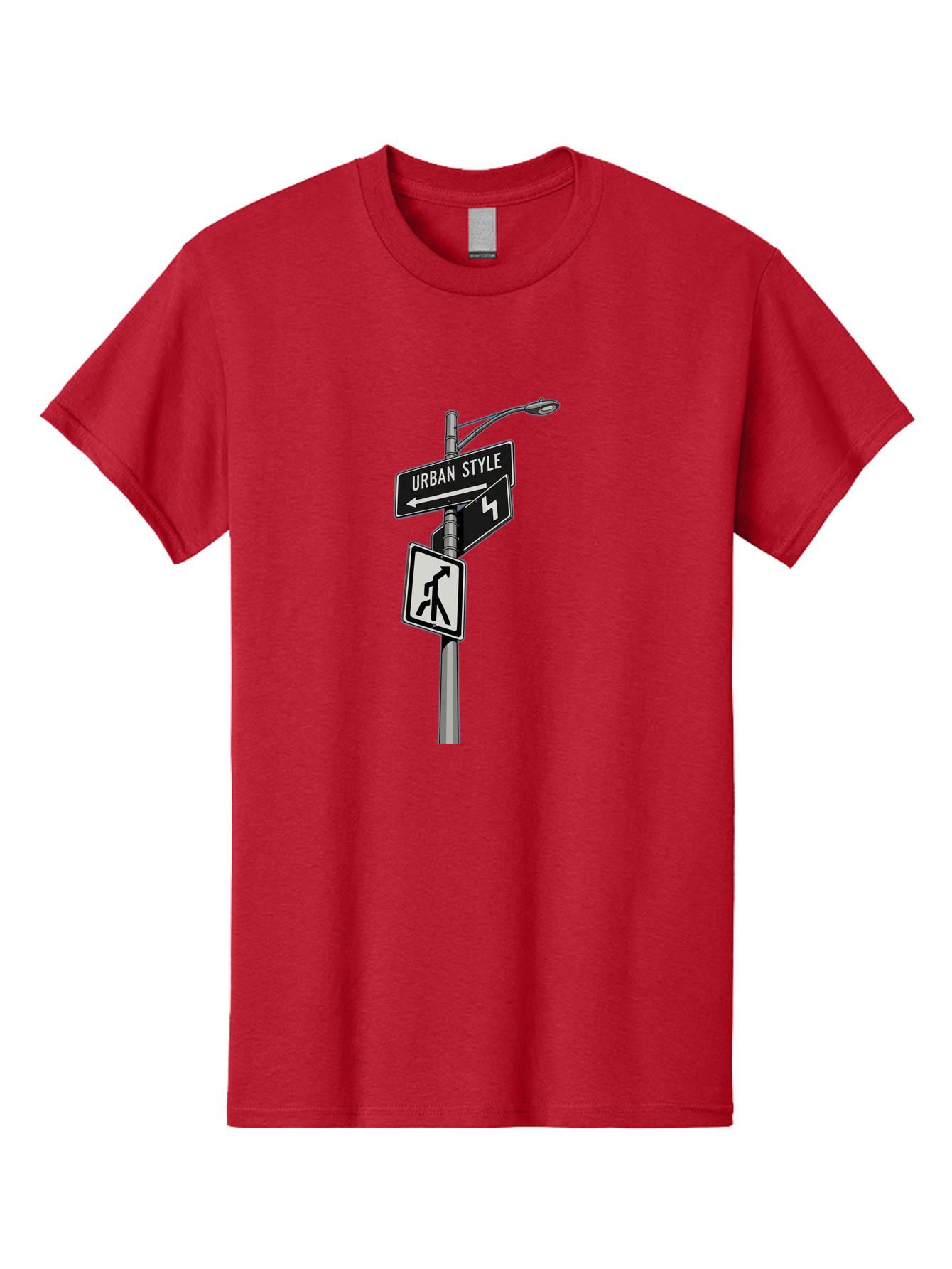 Urban-Style-5 Men'S Graphic Tee, 100% Cotton, Comfortable Casual Summer Wear, Machine Washable, Street Signs, Urban Direction, Street Style, Black And White, Directional Signs, City Life, Pedestrian Crossing, Street Lamp Bad876 3