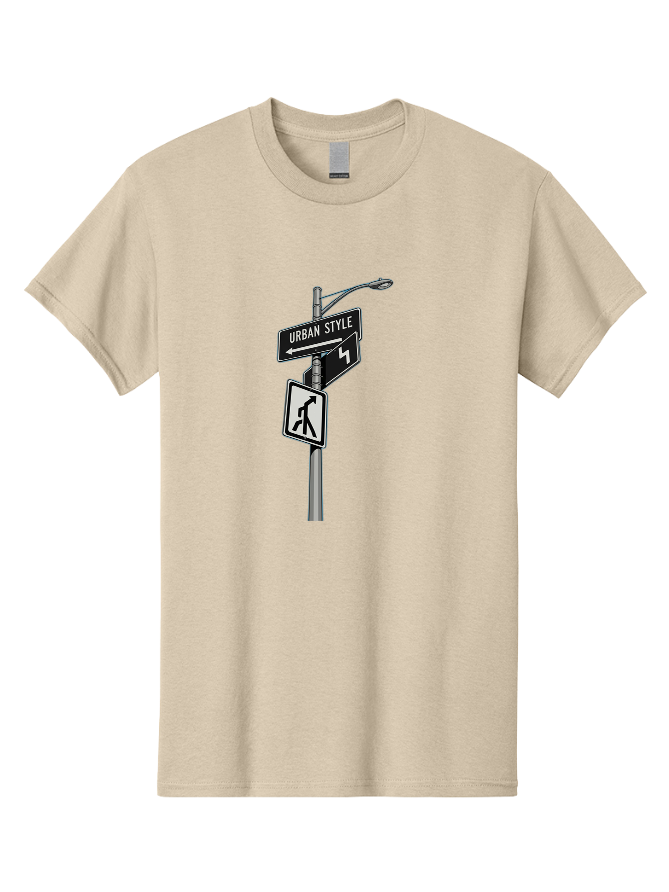 Urban-Style-5 Men'S Graphic Tee, 100% Cotton, Comfortable Casual Summer Wear, Machine Washable, Street Signs, Urban Direction, Street Style, Black And White, Directional Signs, City Life, Pedestrian Crossing, Street Lamp Bad876 13