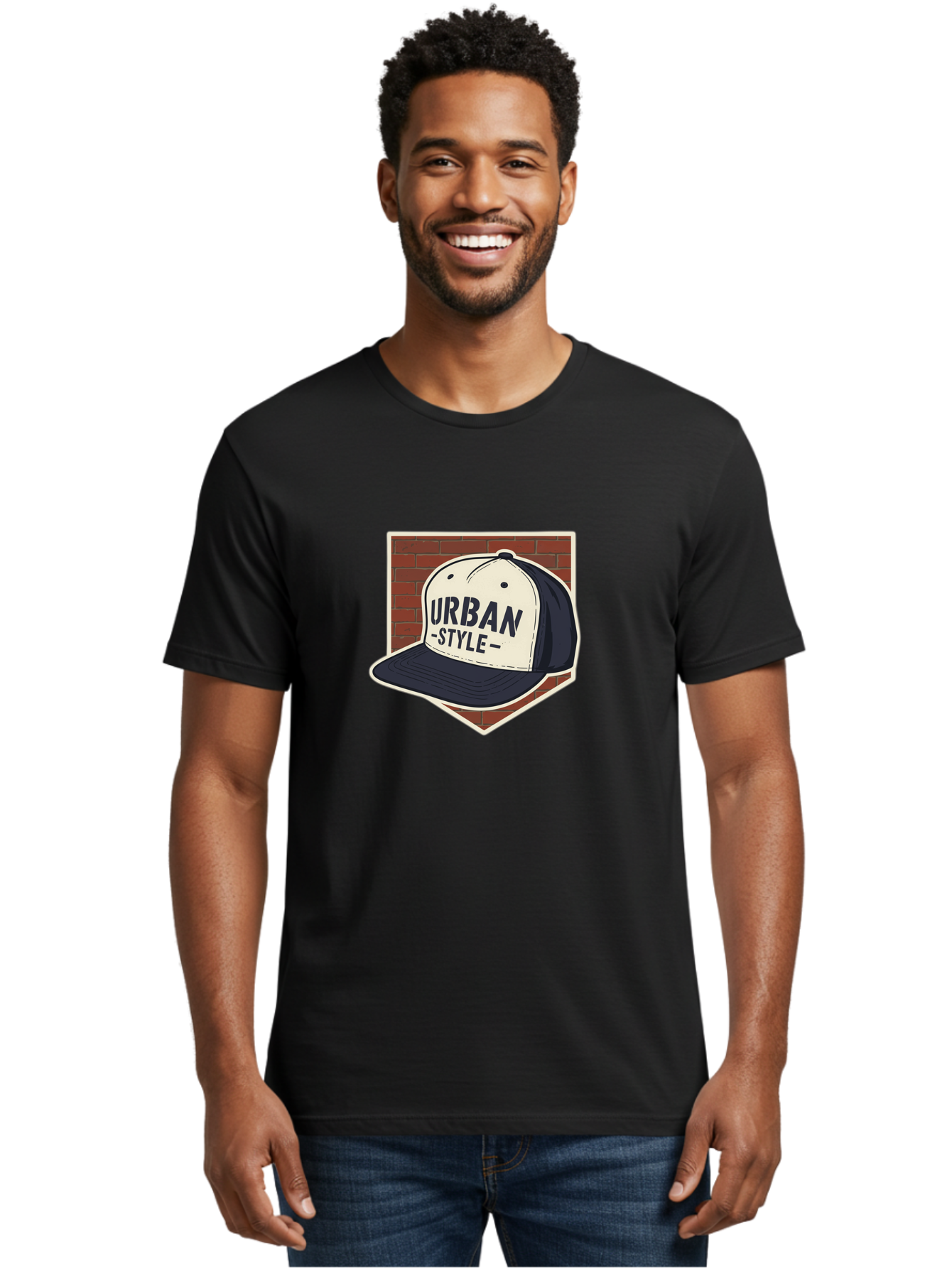 Urban-Style-Baseball-Cap Men'S Graphic Tee, 100% Cotton, Comfortable Casual Summer Wear, Machine Washable, Black And White Baseball Cap, Urban Style, Streetwear Fashion, Trendy Clothing, Casual Wear, Urban Culture, Fashion Accessory, Bad877 26