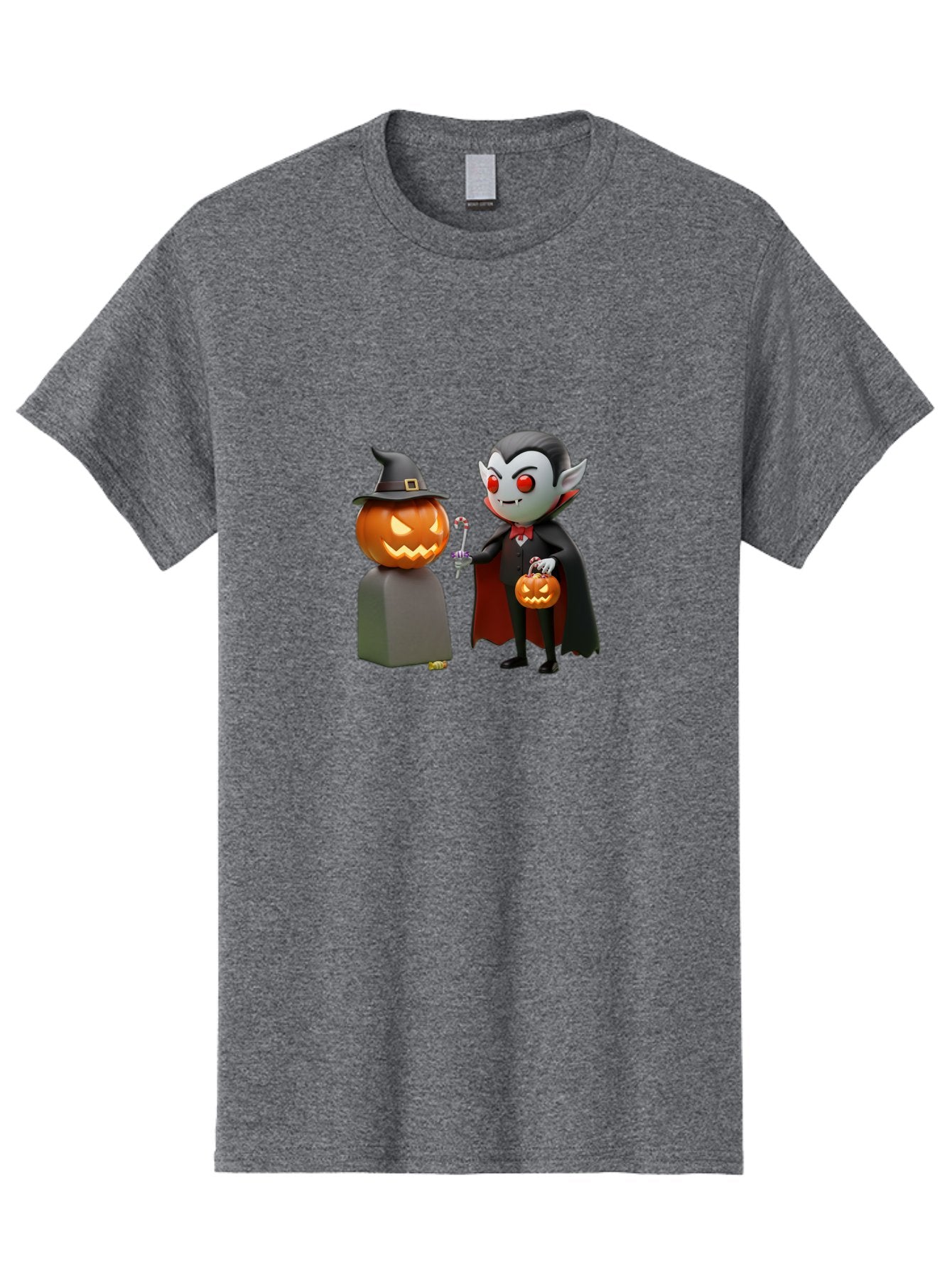 Vampire-And-Jack-O-Lantern Men'S Graphic Tee, 100% Cotton, Comfortable Casual Summer Wear, Machine Washable, Vampire Character, Jack-O-Lantern, Halloween Theme, Cartoon Style, Spooky Atmosphere, 3D Illustration, Trick Or Treat, Gothic, Fantasy Bad879 14
