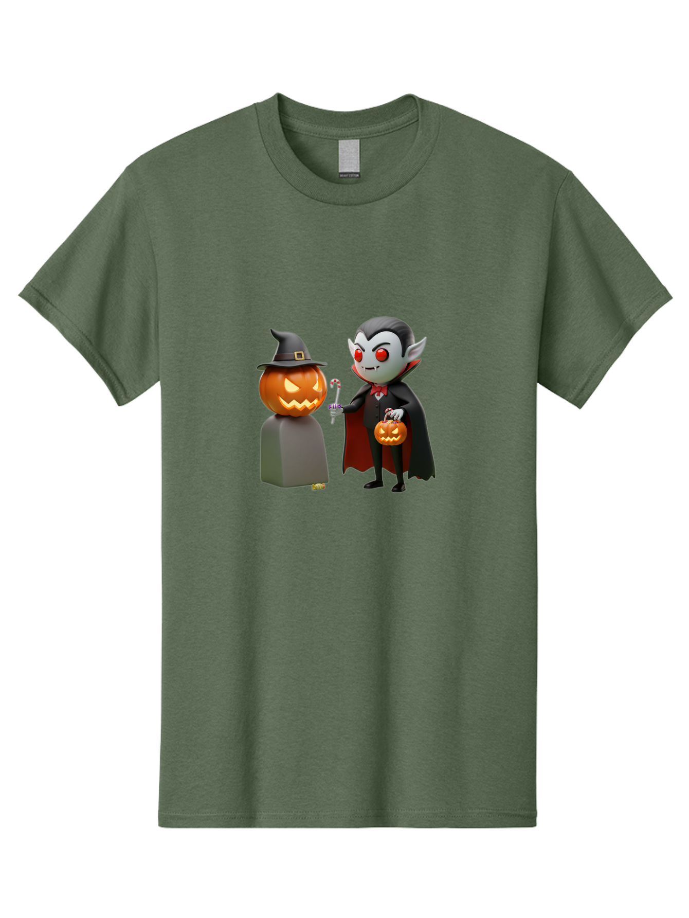 Vampire-And-Jack-O-Lantern Men'S Graphic Tee, 100% Cotton, Comfortable Casual Summer Wear, Machine Washable, Vampire Character, Jack-O-Lantern, Halloween Theme, Cartoon Style, Spooky Atmosphere, 3D Illustration, Trick Or Treat, Gothic, Fantasy Bad879 11