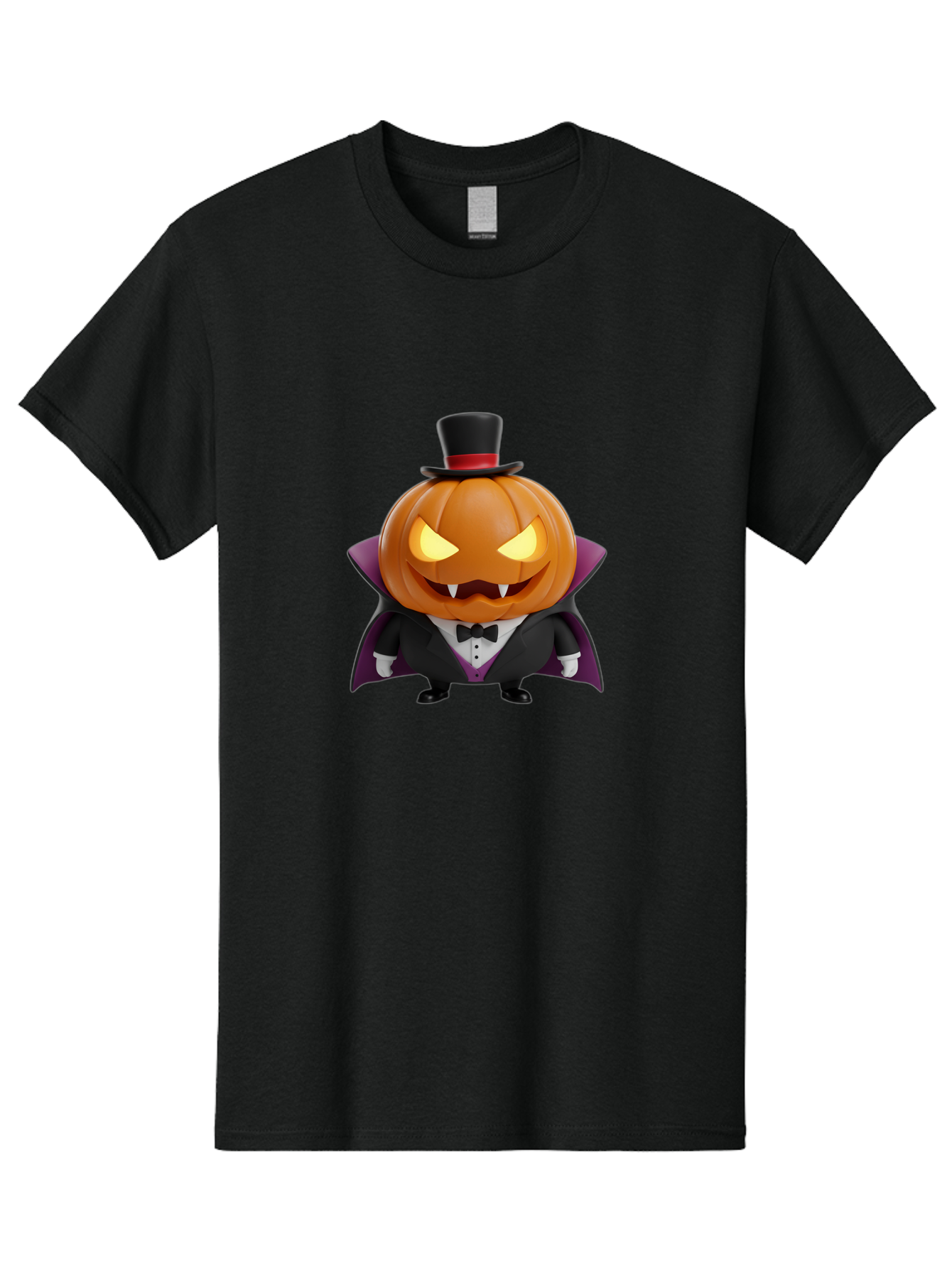 Vampire-Jack-O-Lantern Men'S Graphic Tee, 100% Cotton, Comfortable Casual Summer Wear, Machine Washable, Vampire Jack-O-Lantern, Halloween Character, Cartoon Pumpkin, Fangs, Top Hat, Tuxedo, Cape, Spooky, Halloween Decor, Autumnal Theme, Bad880 4