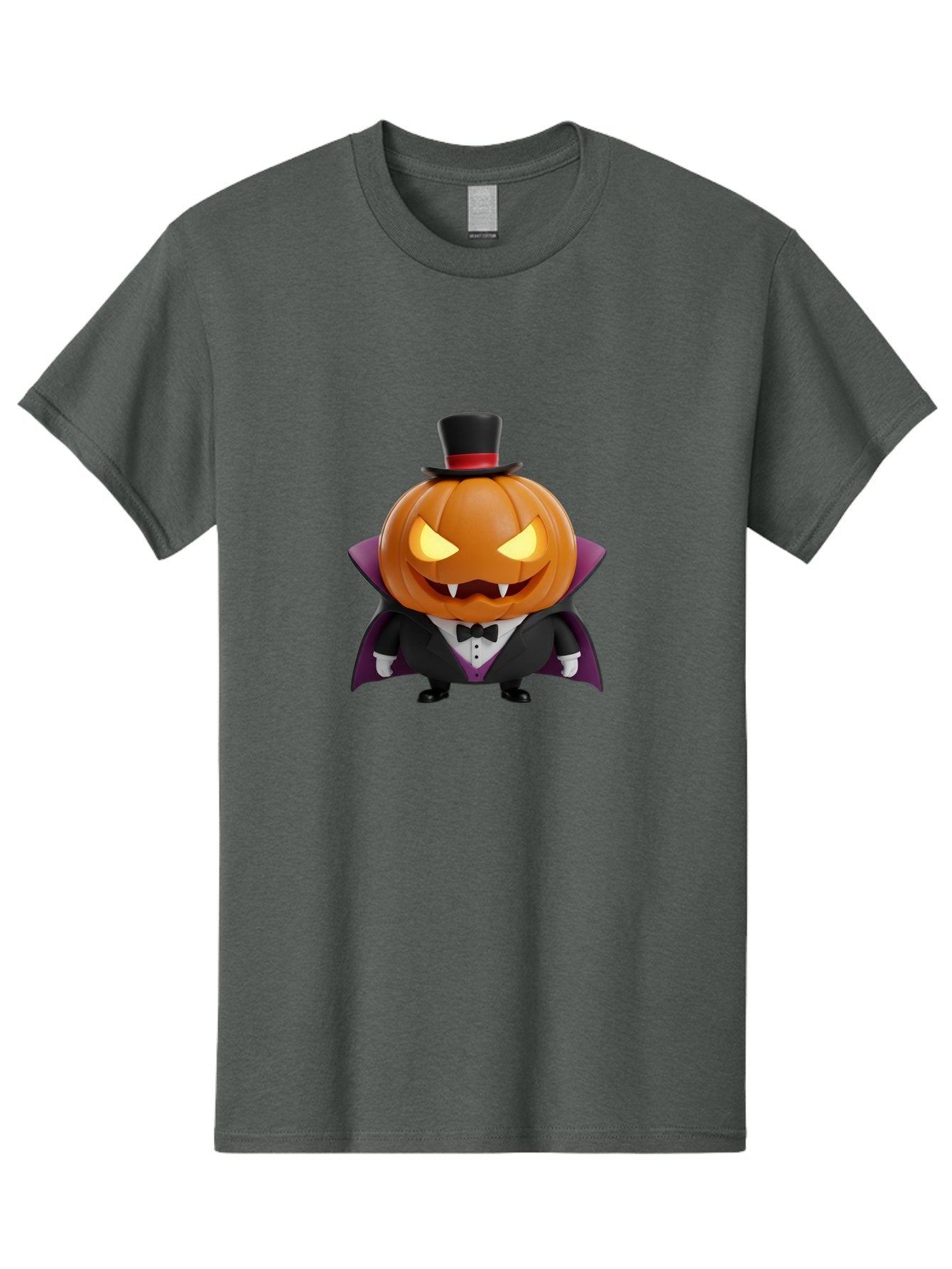 Vampire-Jack-O-Lantern Men'S Graphic Tee, 100% Cotton, Comfortable Casual Summer Wear, Machine Washable, Vampire Jack-O-Lantern, Halloween Character, Cartoon Pumpkin, Fangs, Top Hat, Tuxedo, Cape, Spooky, Halloween Decor, Autumnal Theme, Bad880 5