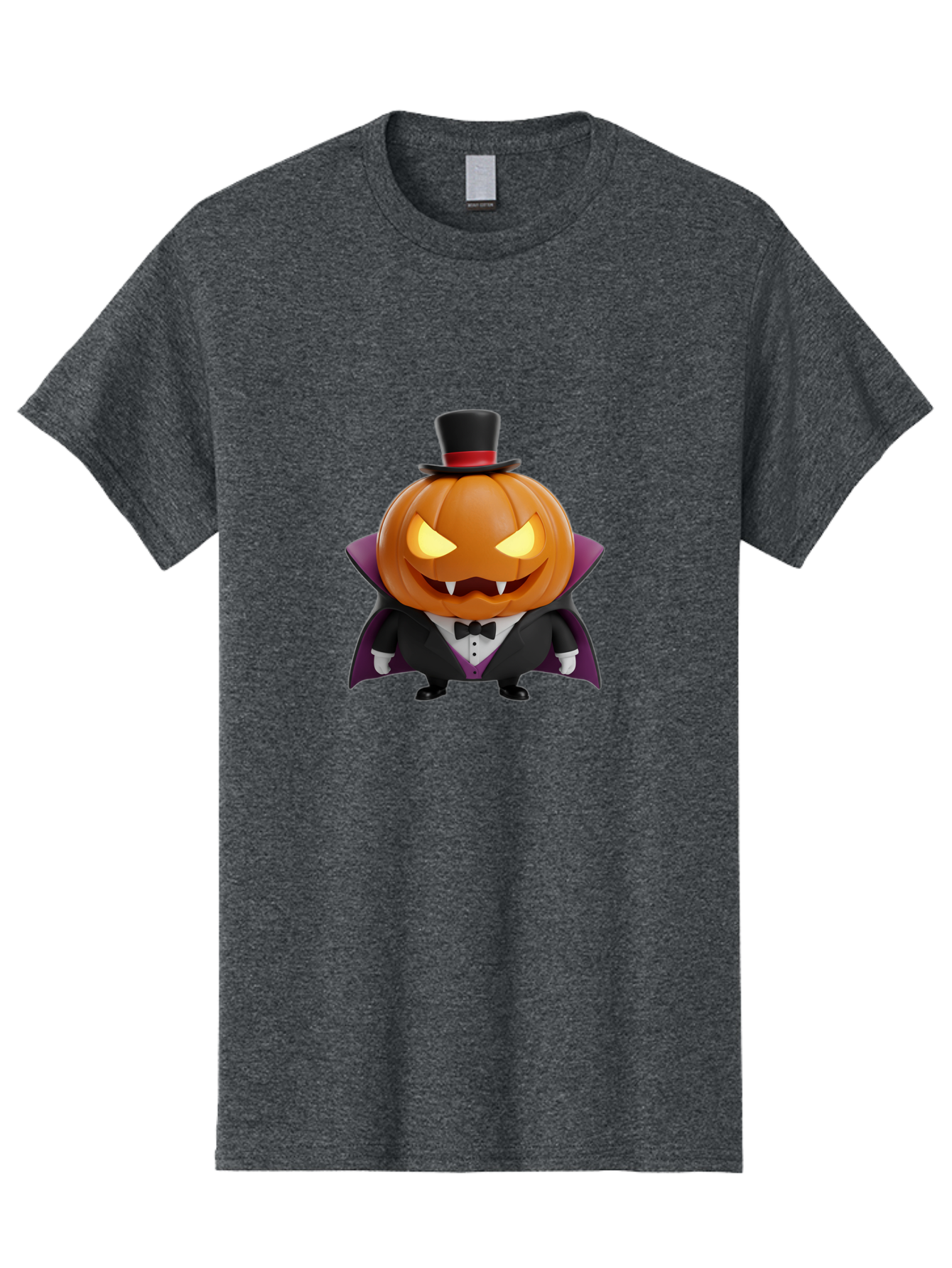 Vampire-Jack-O-Lantern Men'S Graphic Tee, 100% Cotton, Comfortable Casual Summer Wear, Machine Washable, Vampire Jack-O-Lantern, Halloween Character, Cartoon Pumpkin, Fangs, Top Hat, Tuxedo, Cape, Spooky, Halloween Decor, Autumnal Theme, Bad880 7