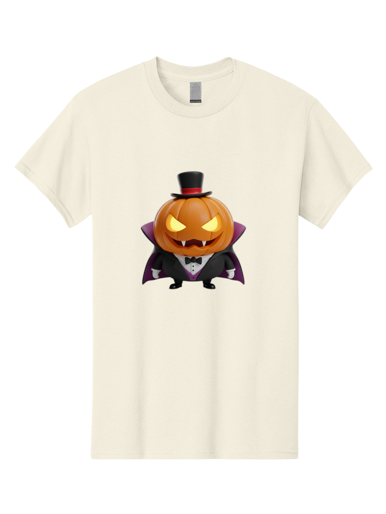 Vampire-Jack-O-Lantern Men'S Graphic Tee, 100% Cotton, Comfortable Casual Summer Wear, Machine Washable, Vampire Jack-O-Lantern, Halloween Character, Cartoon Pumpkin, Fangs, Top Hat, Tuxedo, Cape, Spooky, Halloween Decor, Autumnal Theme, Bad880 13