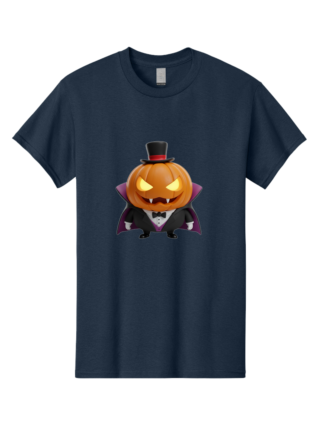 Vampire-Jack-O-Lantern Men'S Graphic Tee, 100% Cotton, Comfortable Casual Summer Wear, Machine Washable, Vampire Jack-O-Lantern, Halloween Character, Cartoon Pumpkin, Fangs, Top Hat, Tuxedo, Cape, Spooky, Halloween Decor, Autumnal Theme, Bad880 14