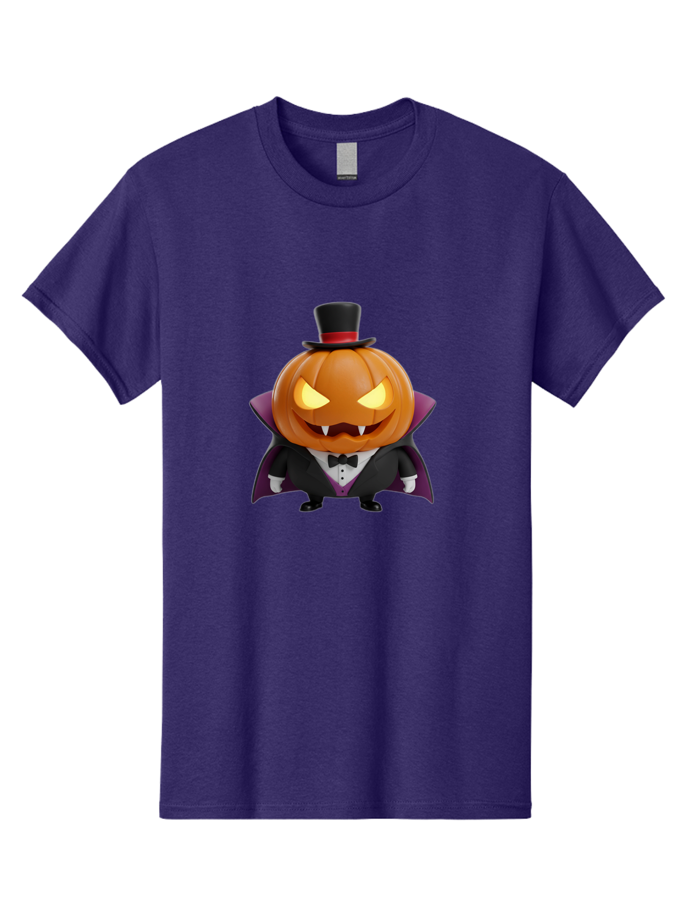 Vampire-Jack-O-Lantern Men'S Graphic Tee, 100% Cotton, Comfortable Casual Summer Wear, Machine Washable, Vampire Jack-O-Lantern, Halloween Character, Cartoon Pumpkin, Fangs, Top Hat, Tuxedo, Cape, Spooky, Halloween Decor, Autumnal Theme, Bad880 10