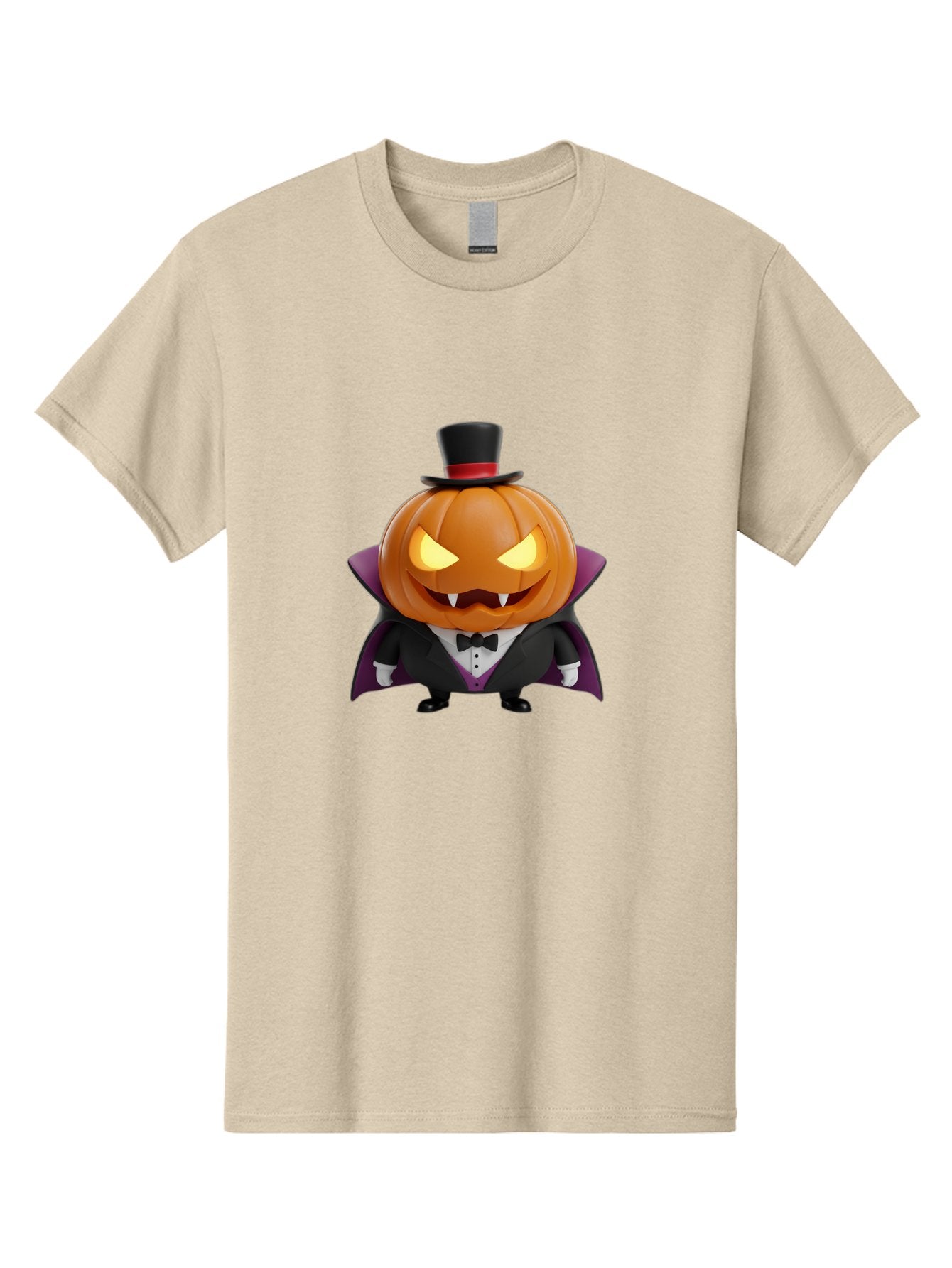 Vampire-Jack-O-Lantern Men'S Graphic Tee, 100% Cotton, Comfortable Casual Summer Wear, Machine Washable, Vampire Jack-O-Lantern, Halloween Character, Cartoon Pumpkin, Fangs, Top Hat, Tuxedo, Cape, Spooky, Halloween Decor, Autumnal Theme, Bad880 4