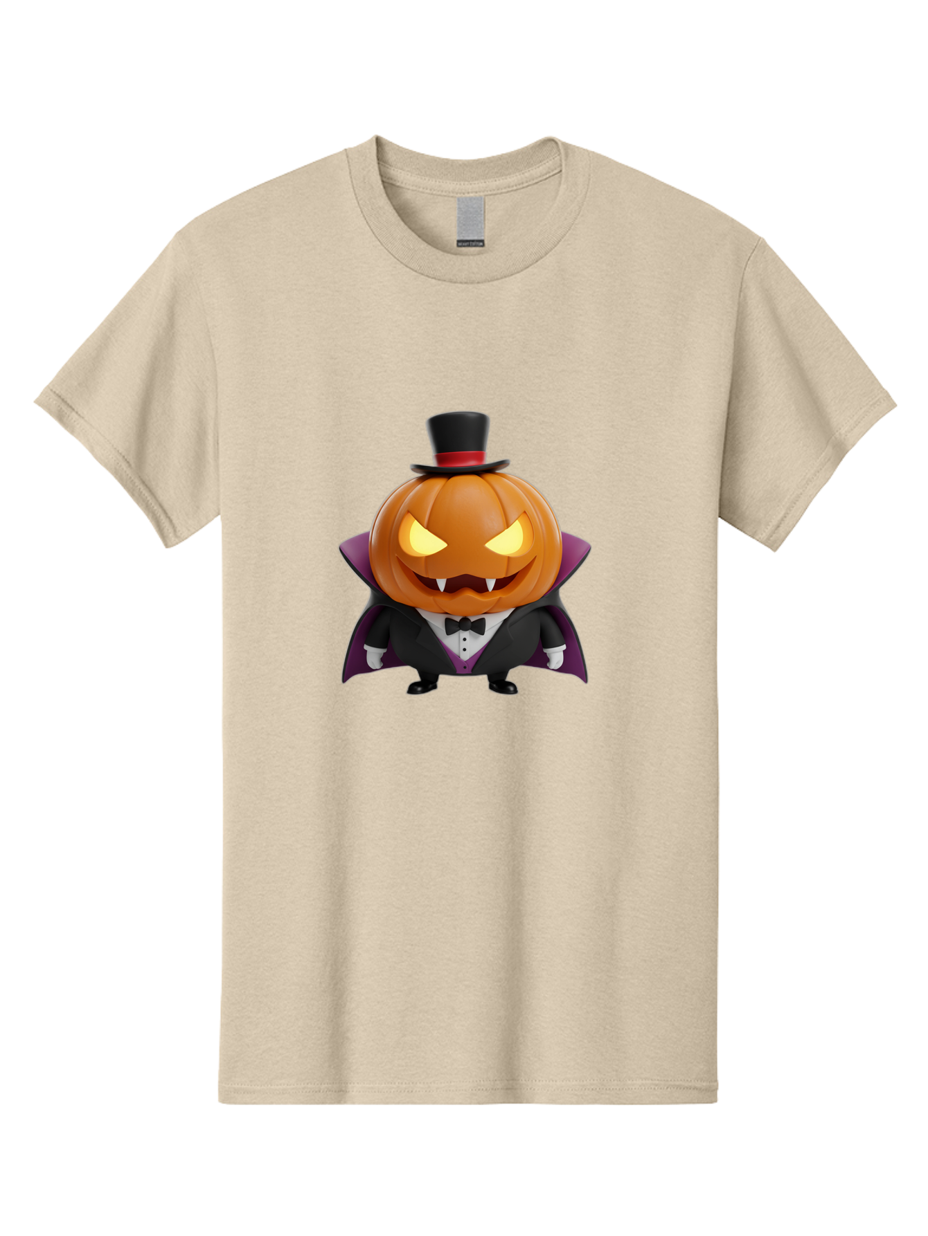 Vampire-Jack-O-Lantern Men'S Graphic Tee, 100% Cotton, Comfortable Casual Summer Wear, Machine Washable, Vampire Jack-O-Lantern, Halloween Character, Cartoon Pumpkin, Fangs, Top Hat, Tuxedo, Cape, Spooky, Halloween Decor, Autumnal Theme, Bad880 12